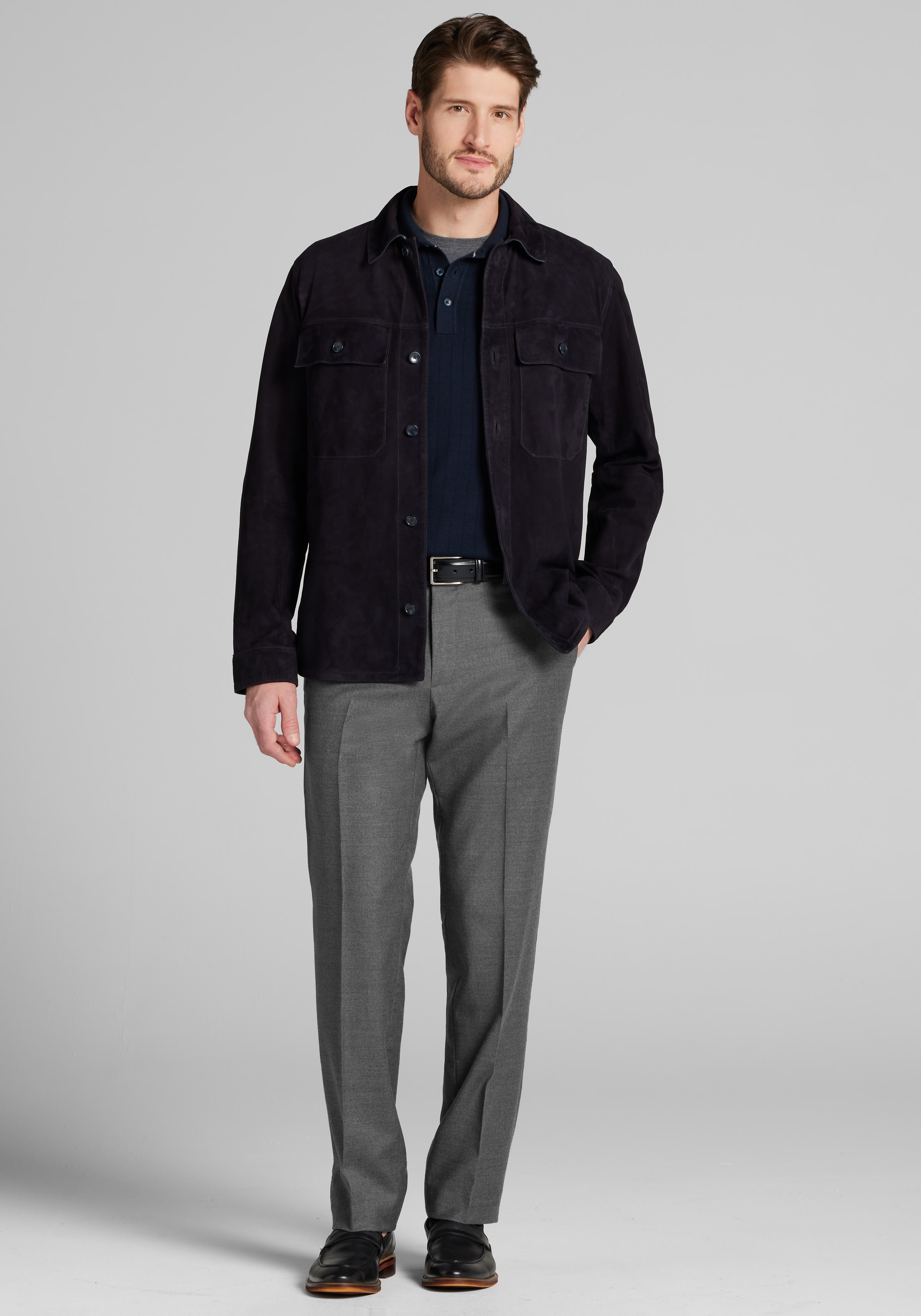 Reserve Collection Tailored Fit Suede Shirt Jacket
