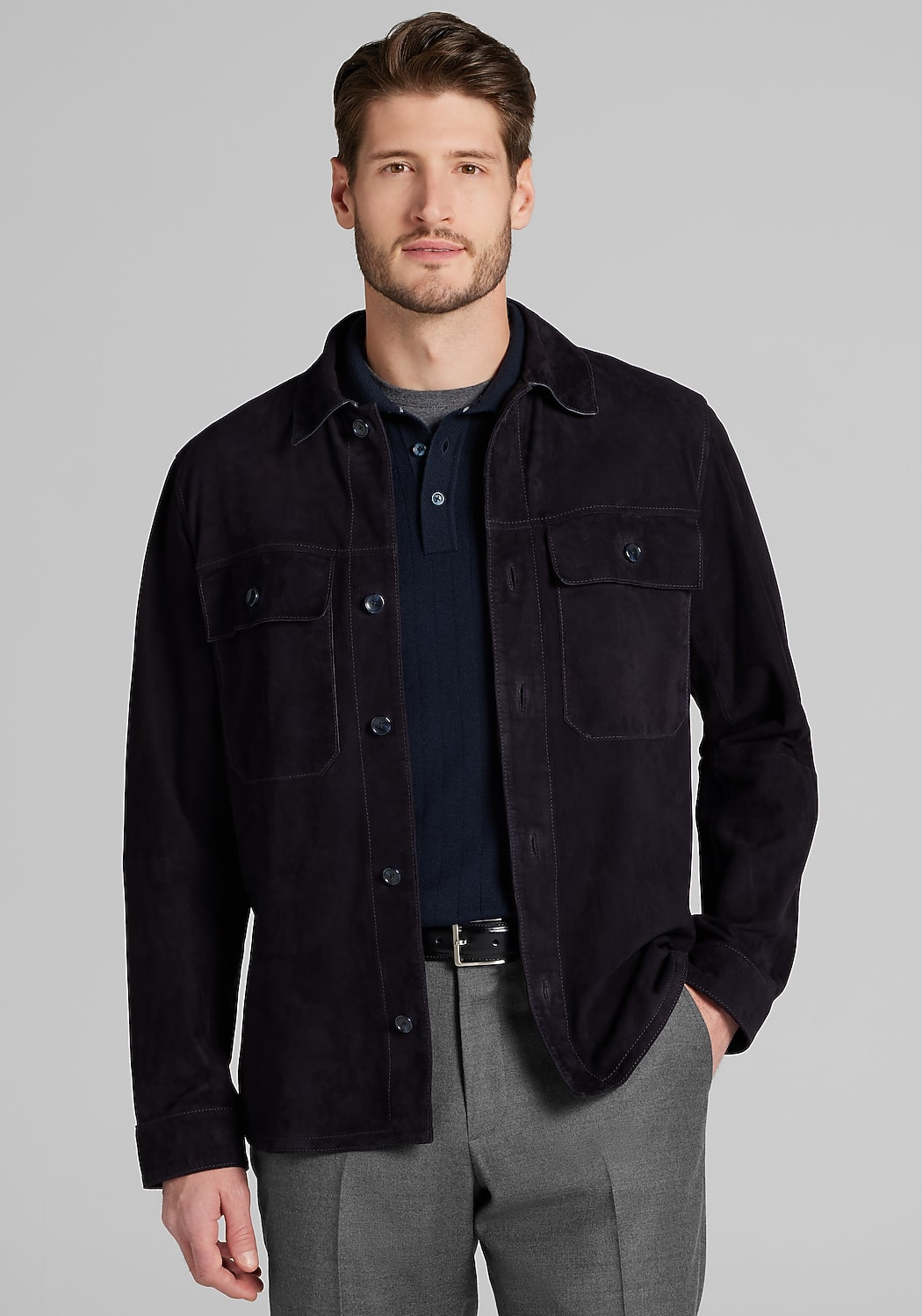 Reserve Collection Tailored Fit Suede Shirt Jacket
