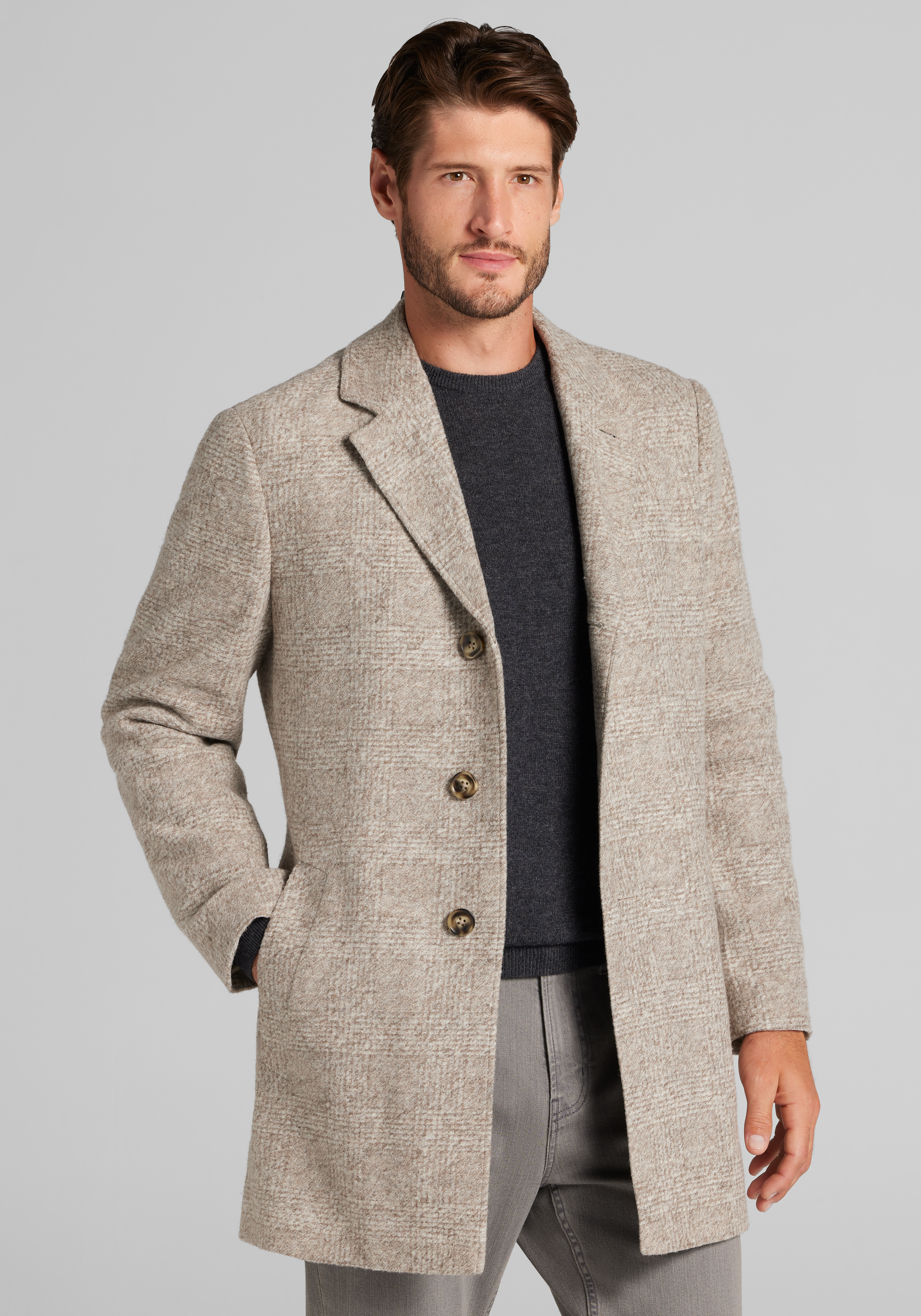 Men's New!, Jos. A. Bank Tailored Fit Plaid Overcoat - Jos A Bank