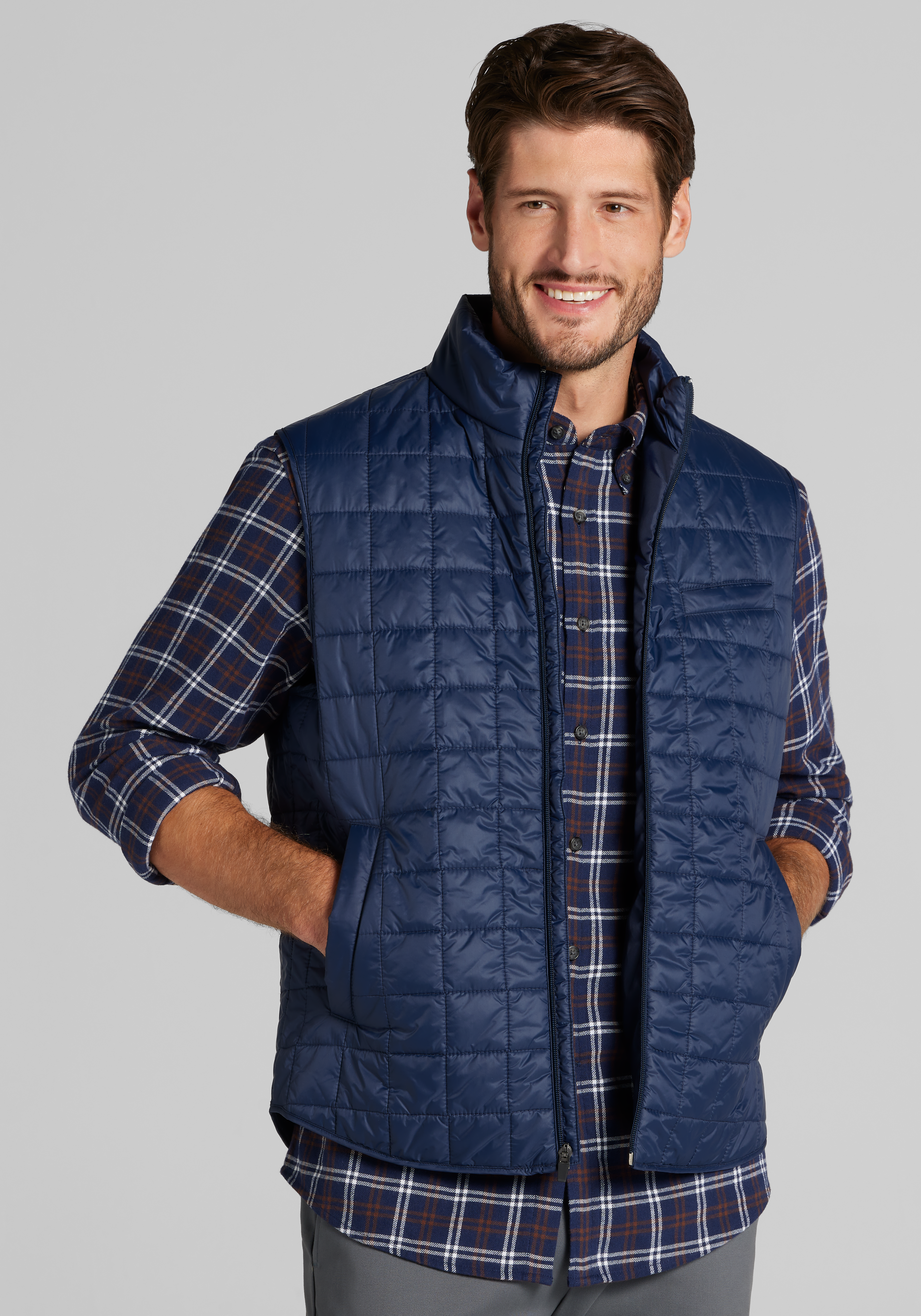 Men's Outerwear, Jos. A. Bank Tailored Fit Box Quilted Vest - Jos A Bank