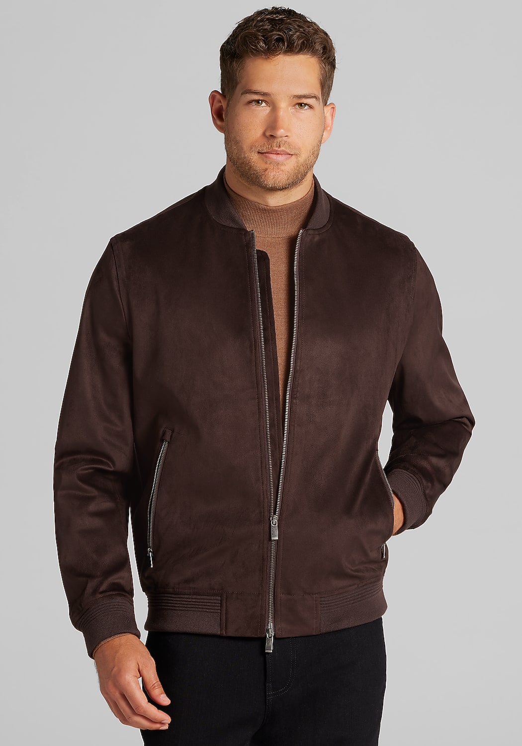 Jos. A. Bank Tailored Fit Faux Suede Bomber Jacket - Big & Tall