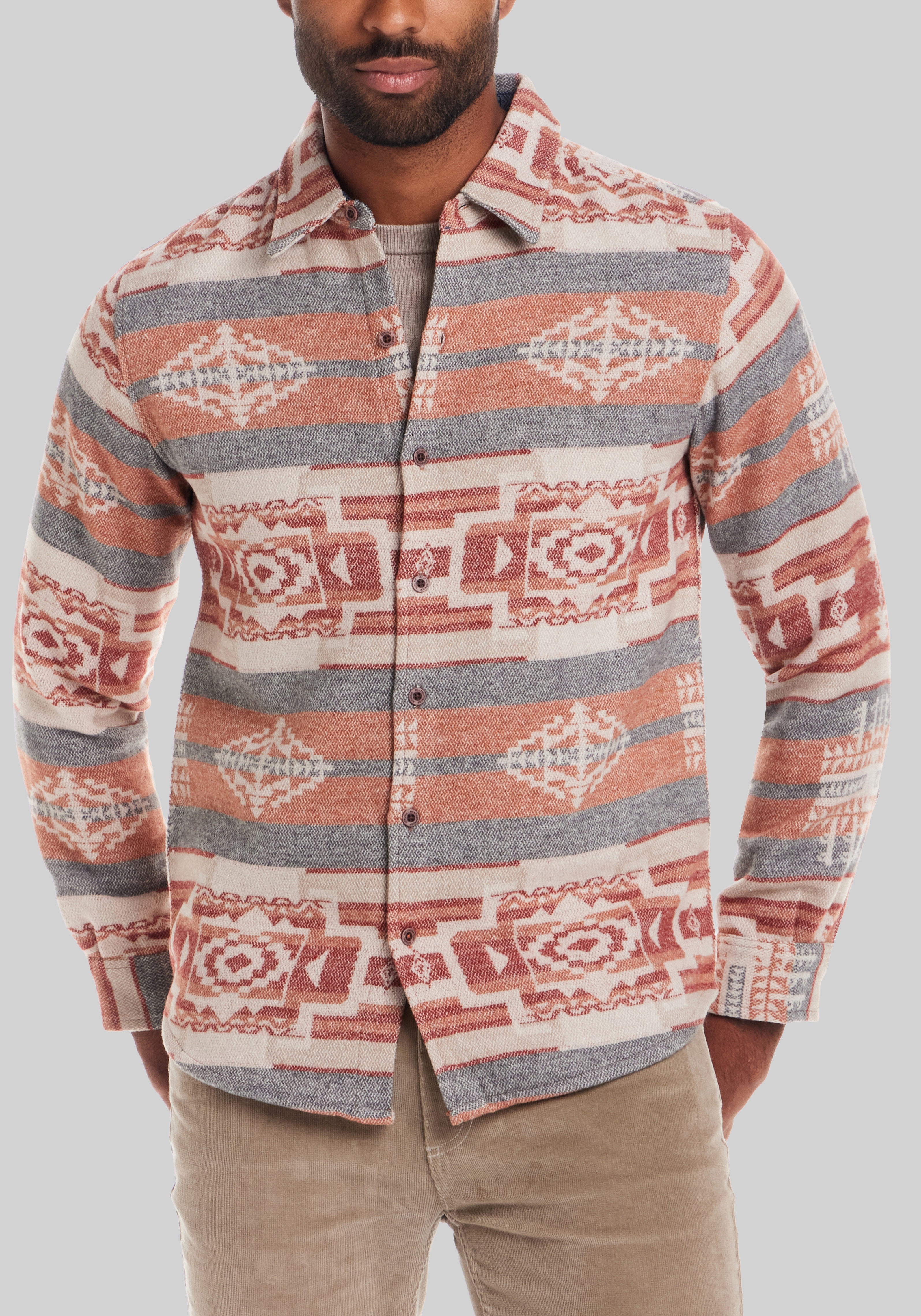 Men's Outerwear, Weatherproof Vintage Tailored Fit Southwest Jacquard Shirt Jacket - Jos A Bank