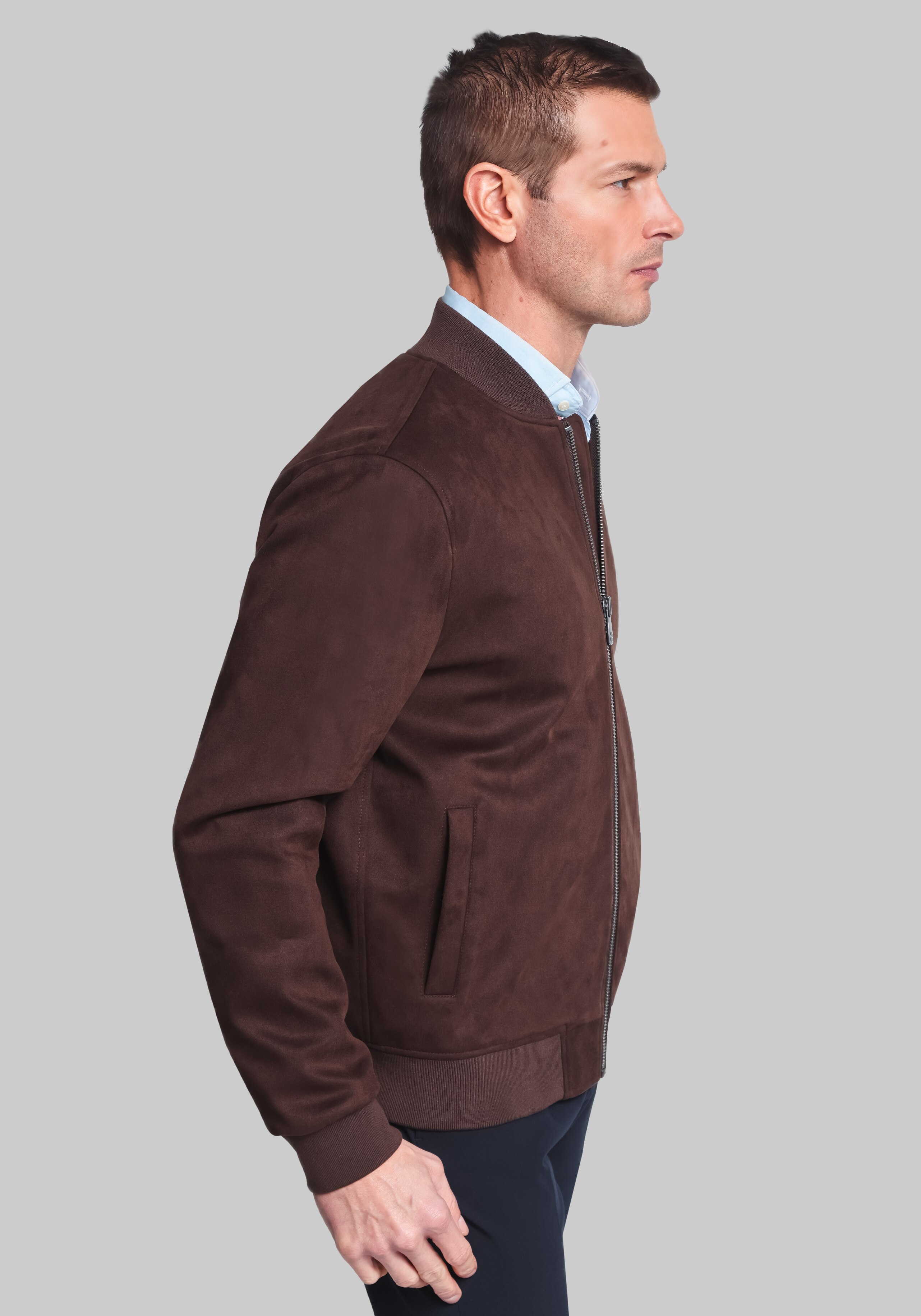 Hart Schaffner Marx Hampton Faux Suede Bomber Jacket