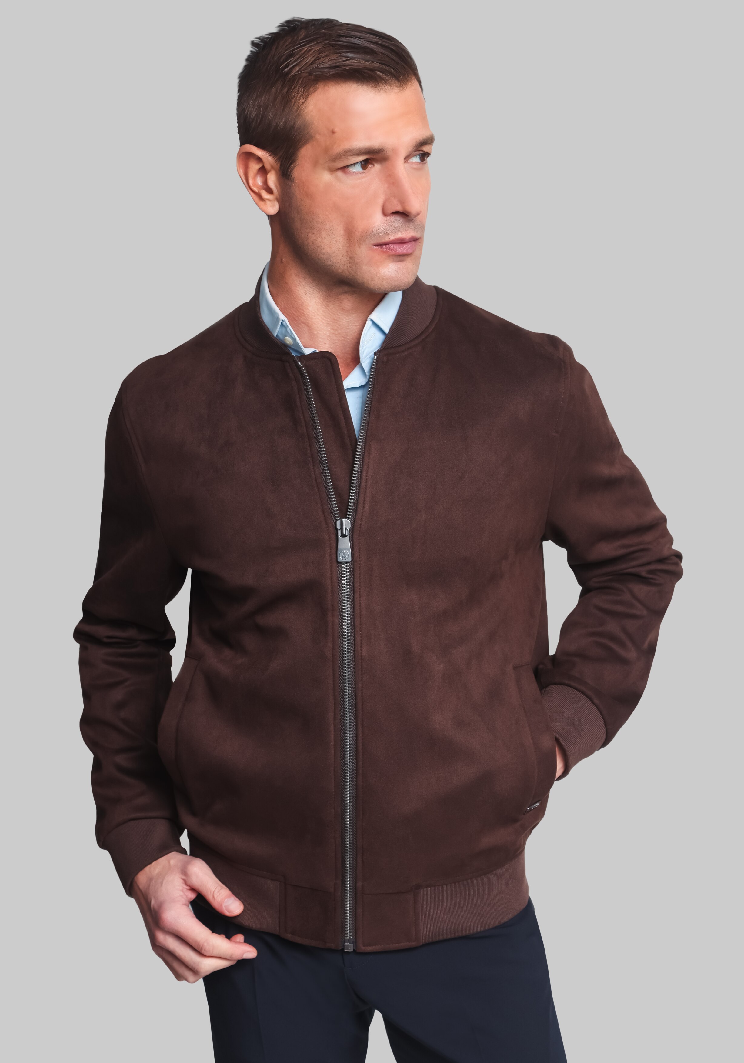 Hart Schaffner Marx Hampton Faux Suede Bomber Jacket