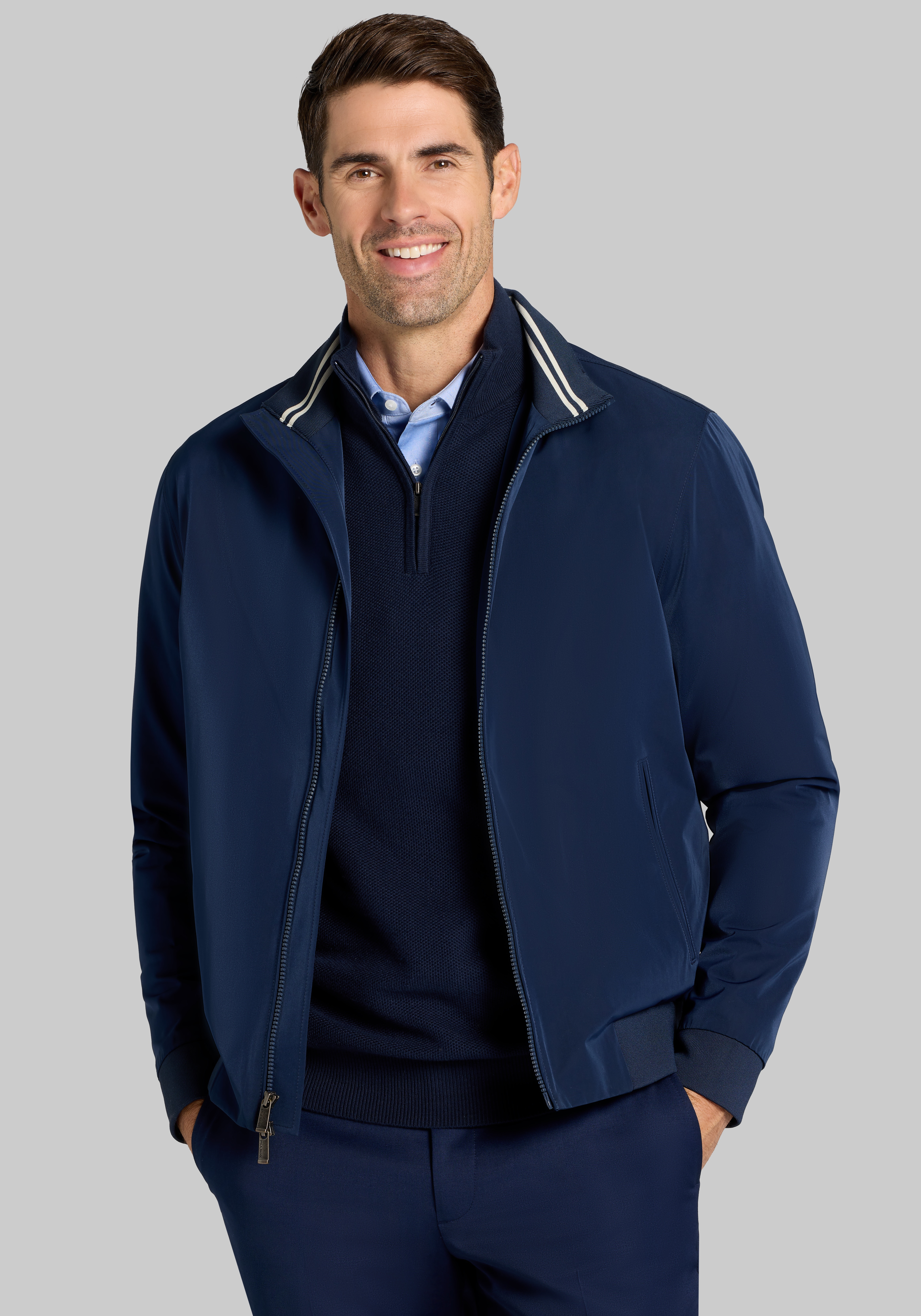 Men's FLYOUT_CATEGORY, Jos. A. Bank Tailored Fit Baseball Bomber Jacket - Big & Tall - Jos A Bank