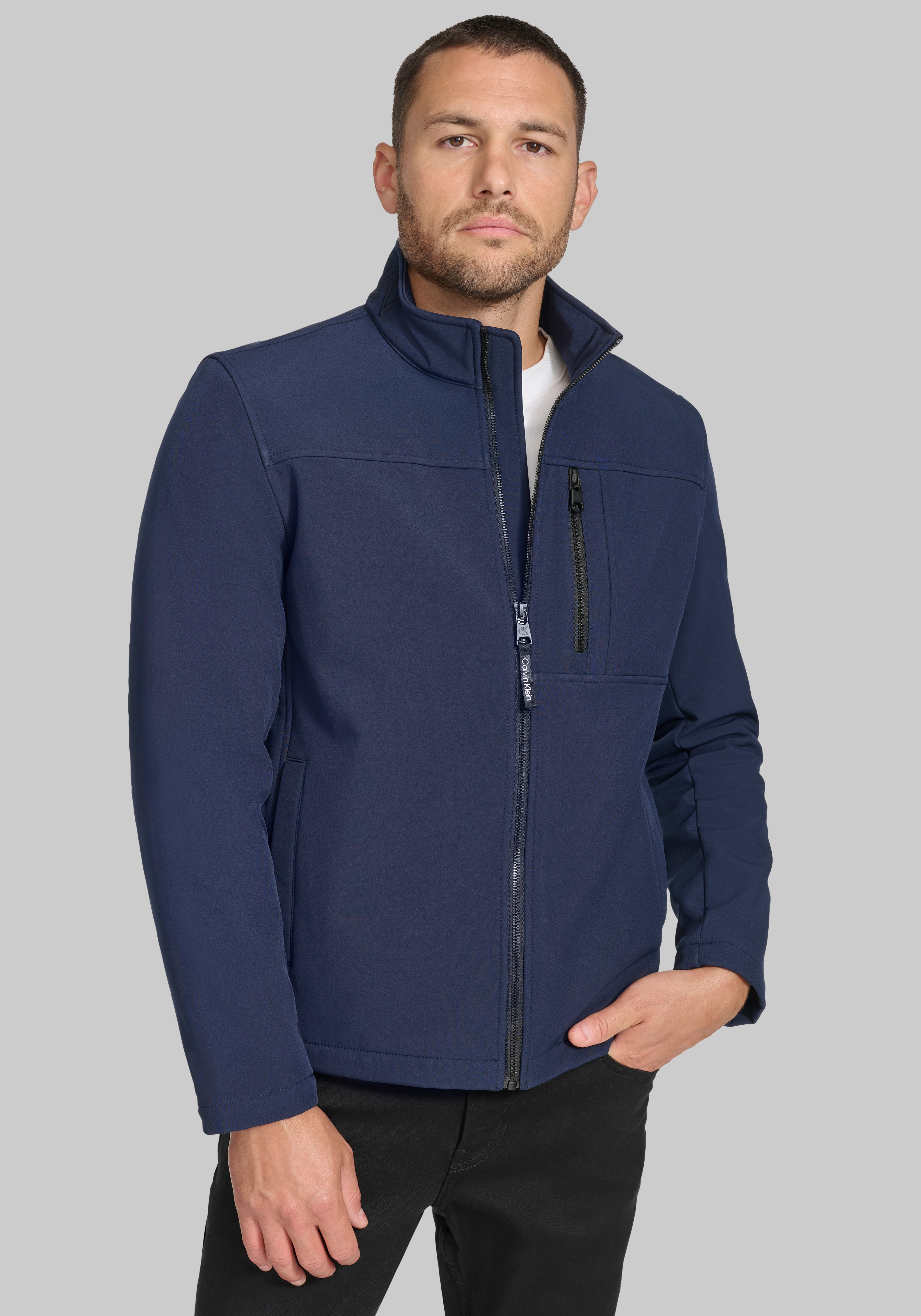 Men's New!, Calvin Klein Tailored Fit Classic Soft Shell Jacket - Jos A Bank