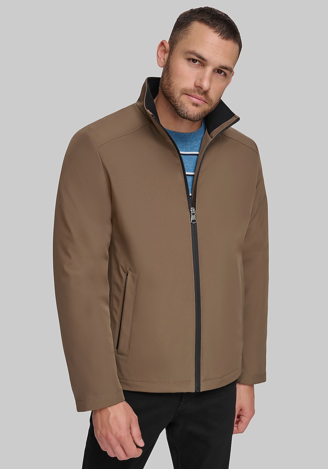 Calvin Klein Tailored Fit FlexTech Stand Collar Jacket