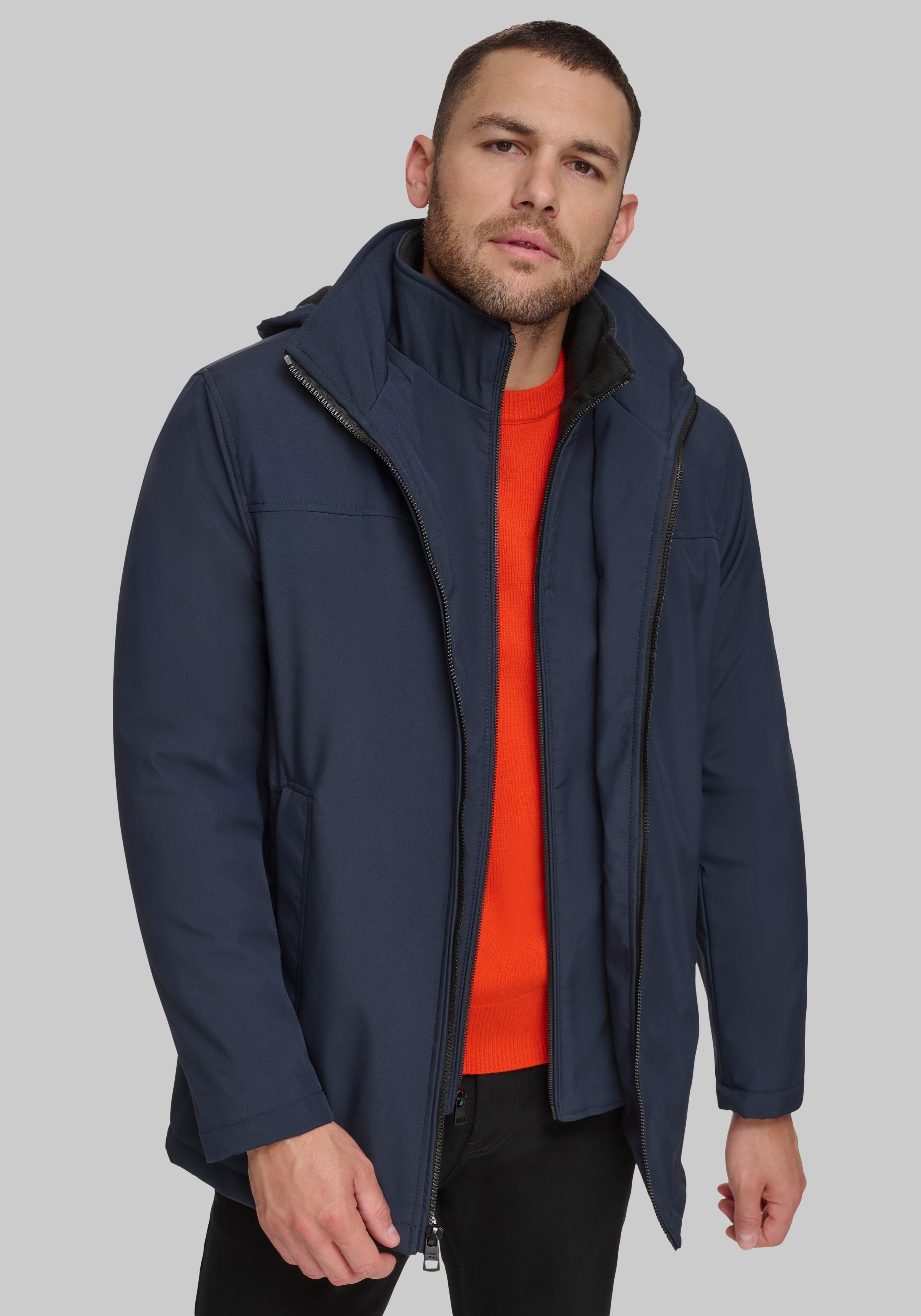 Men's Outerwear, Calvin Klein Tailored Fit FlexTech Overcoat - Jos A Bank