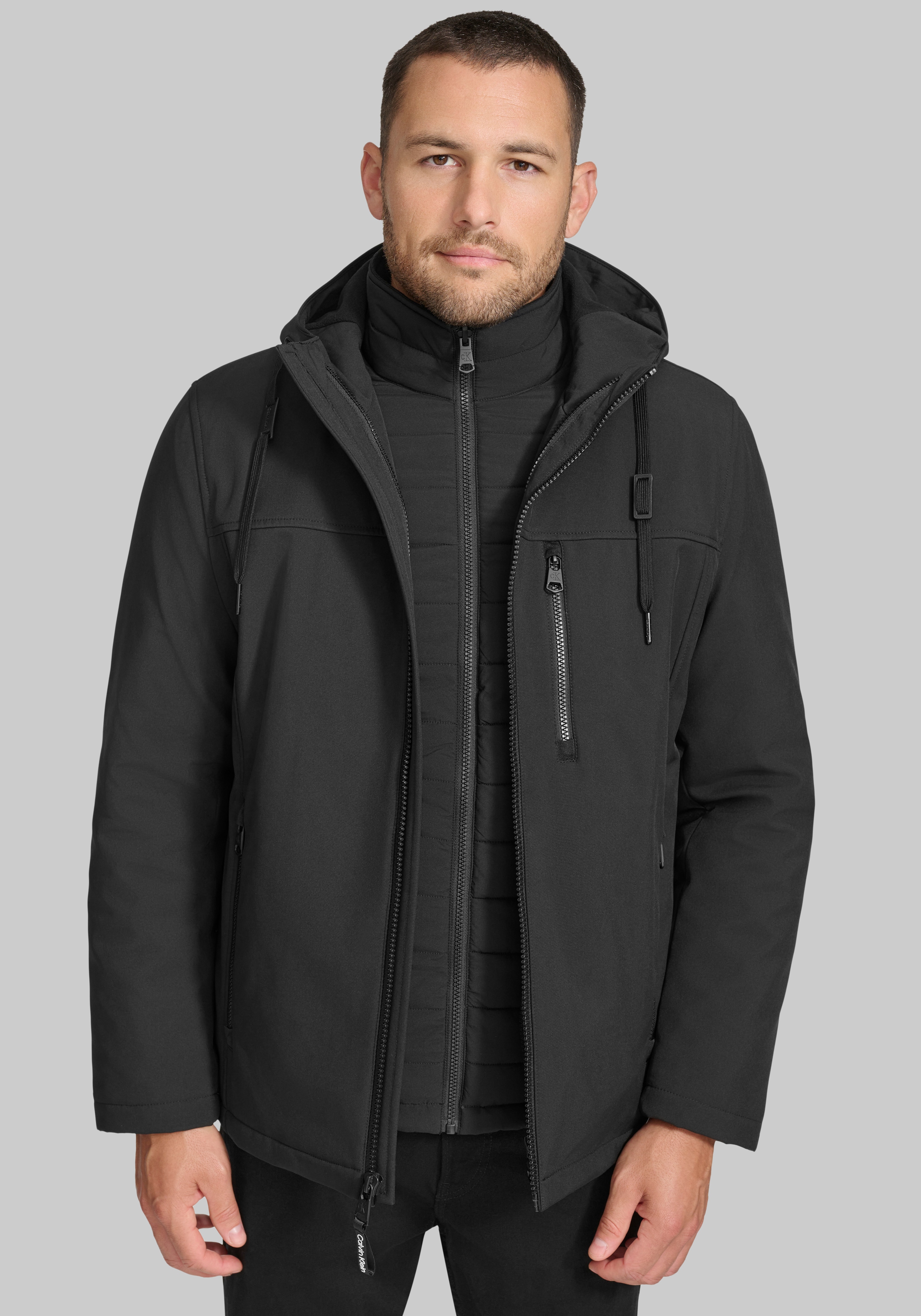 Men's Outerwear, Calvin Klein Tailored Fit Soft Shell 3-in-1 Systems Jacket - Jos A Bank