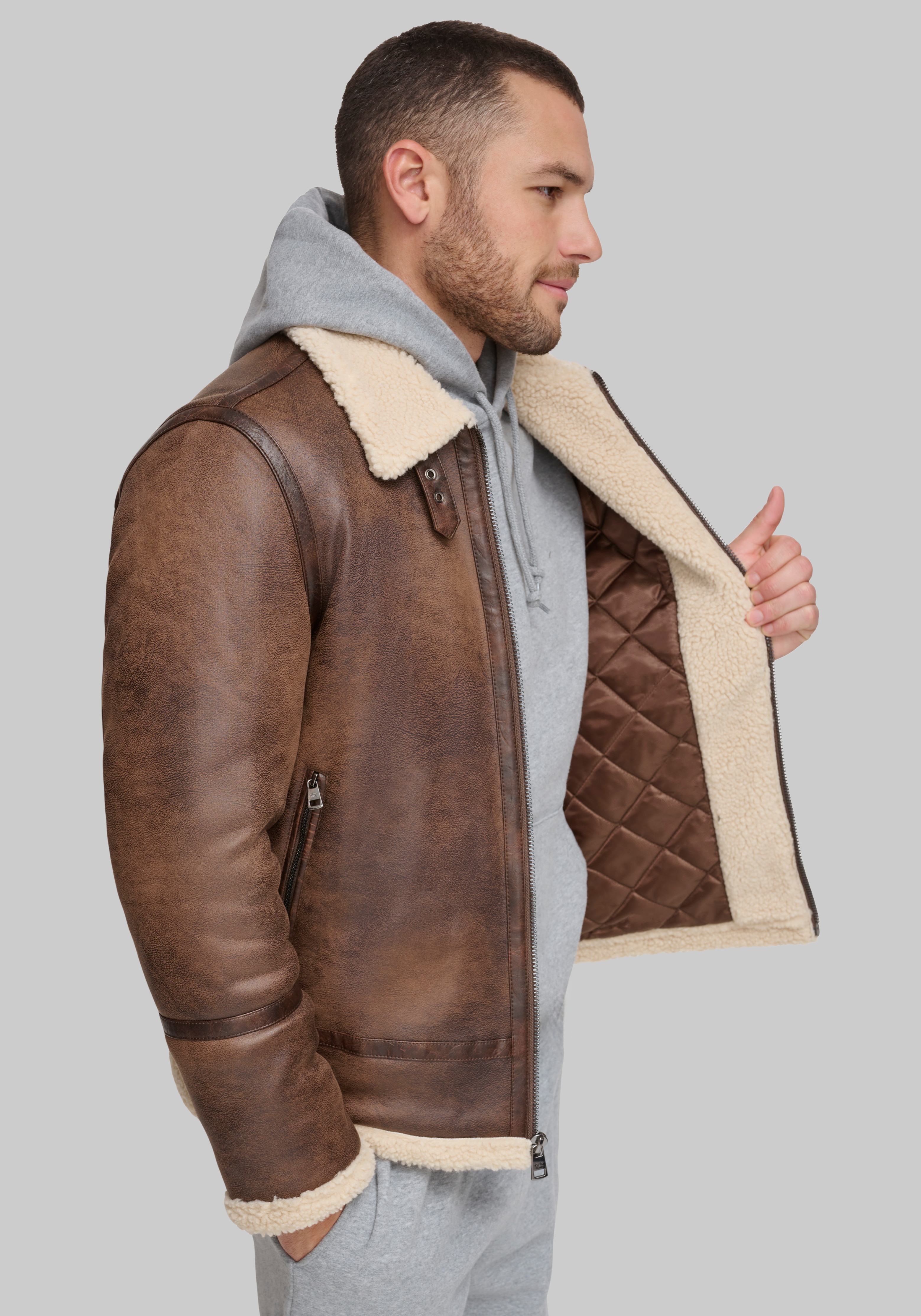 Calvin Klein B-3 Faux Shearling Jacket