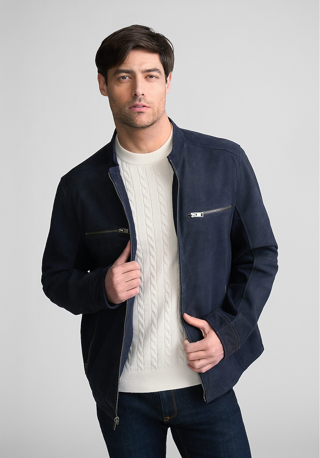 Mauritius Traditional Fit Textured Leather Jacket