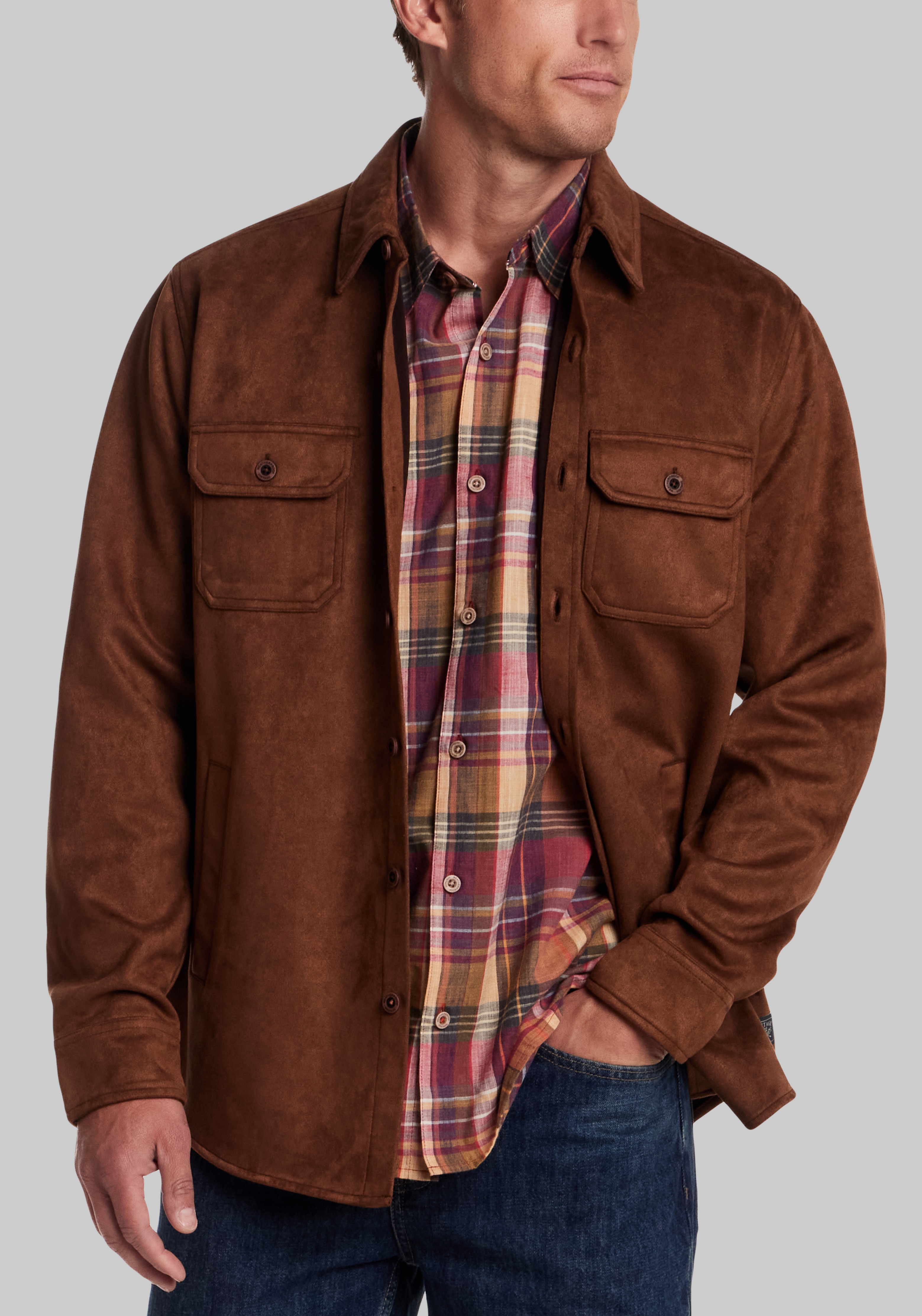 Men's Outerwear, Weatherproof Vintage Traditional Fit Faux Suede Jacket - Jos A Bank