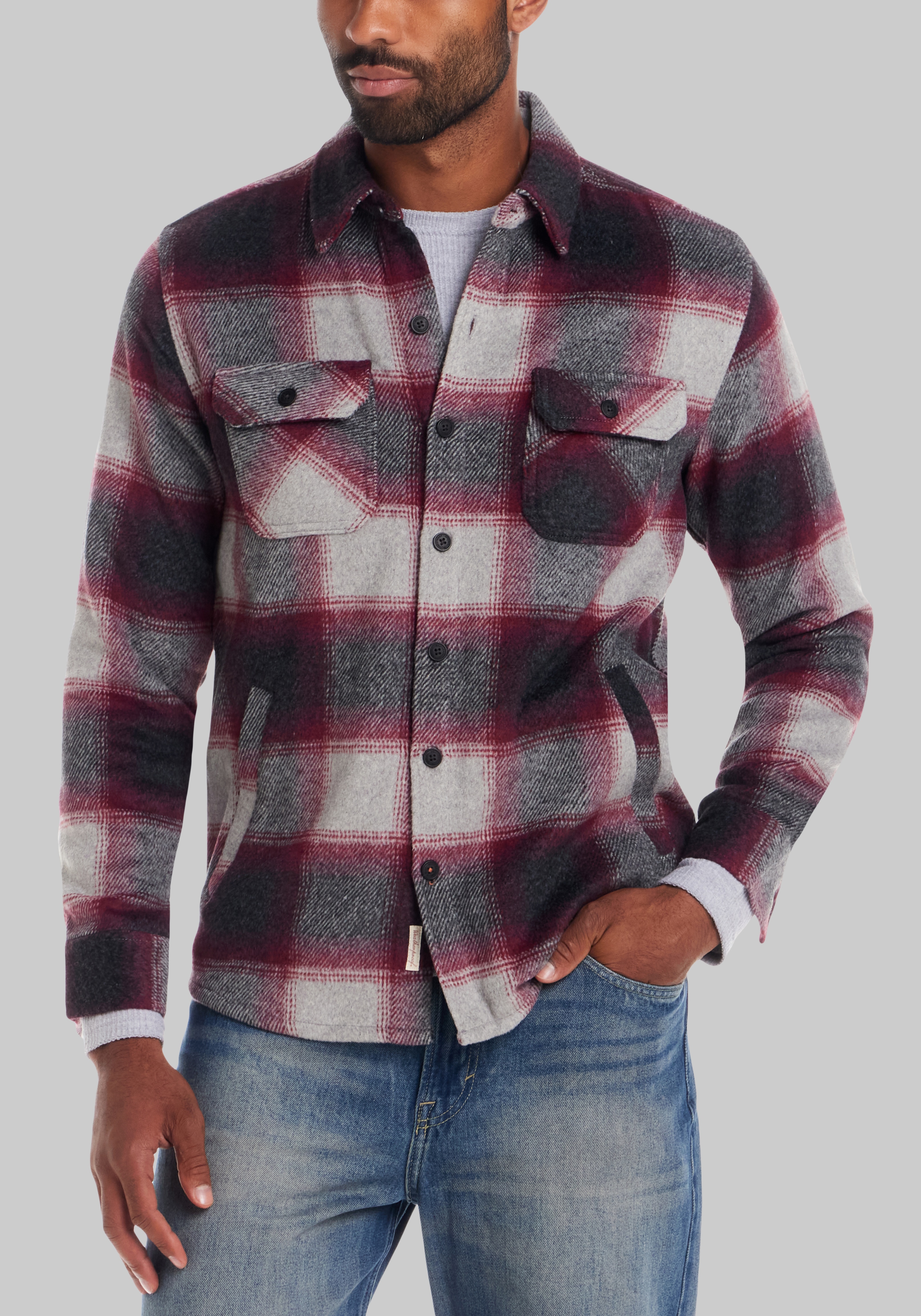 Men's Outerwear, Weatherproof Vintage Traditional Fit Plaid Shirt Jacket - Jos A Bank
