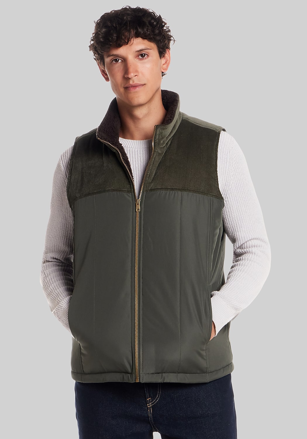 Weatherproof Vintage Traditional Fit Faux Sherpa-Lined Puffer Vest
