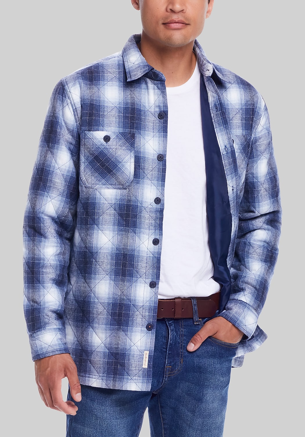 Weatherproof Vintage Traditional Fit Plaid Quilted Shirt Jacket