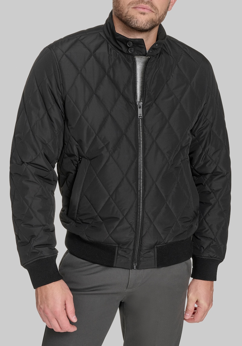 Men's Dockers Traditional Fit Diamond Quilted Bomber Jacket at Jos. A. Bank, Black, Size Large - Outerwear