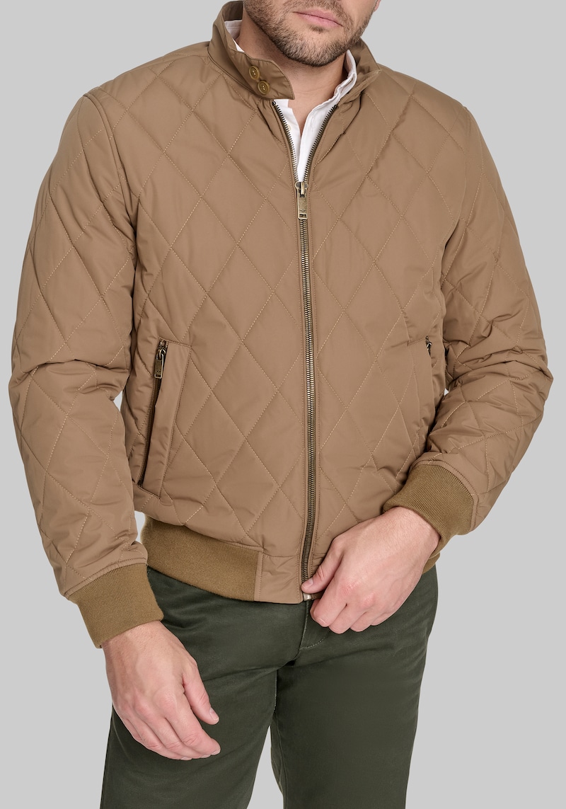 Men's Dockers Traditional Fit Diamond Quilted Bomber Jacket at Jos. A. Bank, Brown, Size X Large - Outerwear