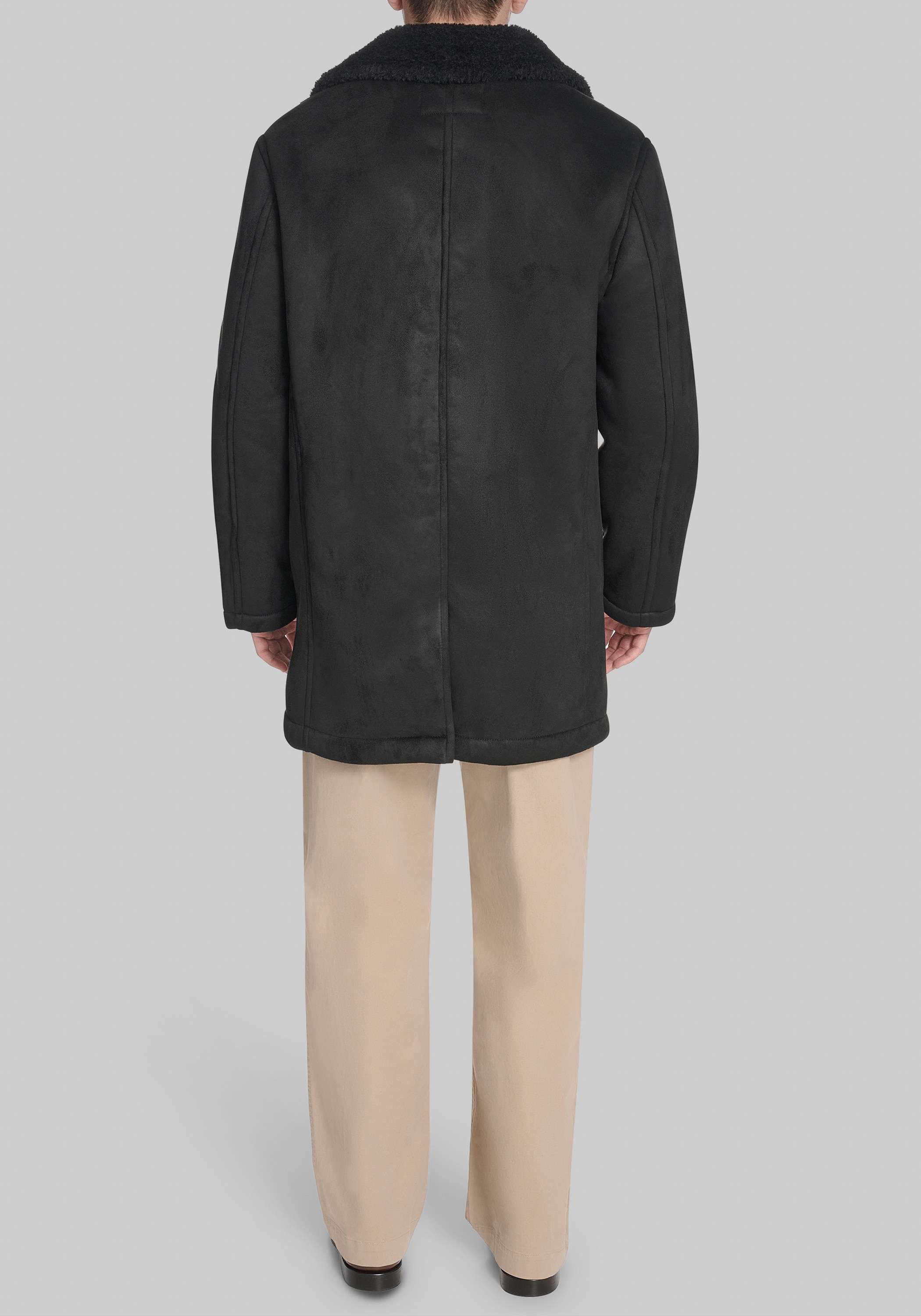 Dockers Traditional Single-Breasted Faux Shearling Coat