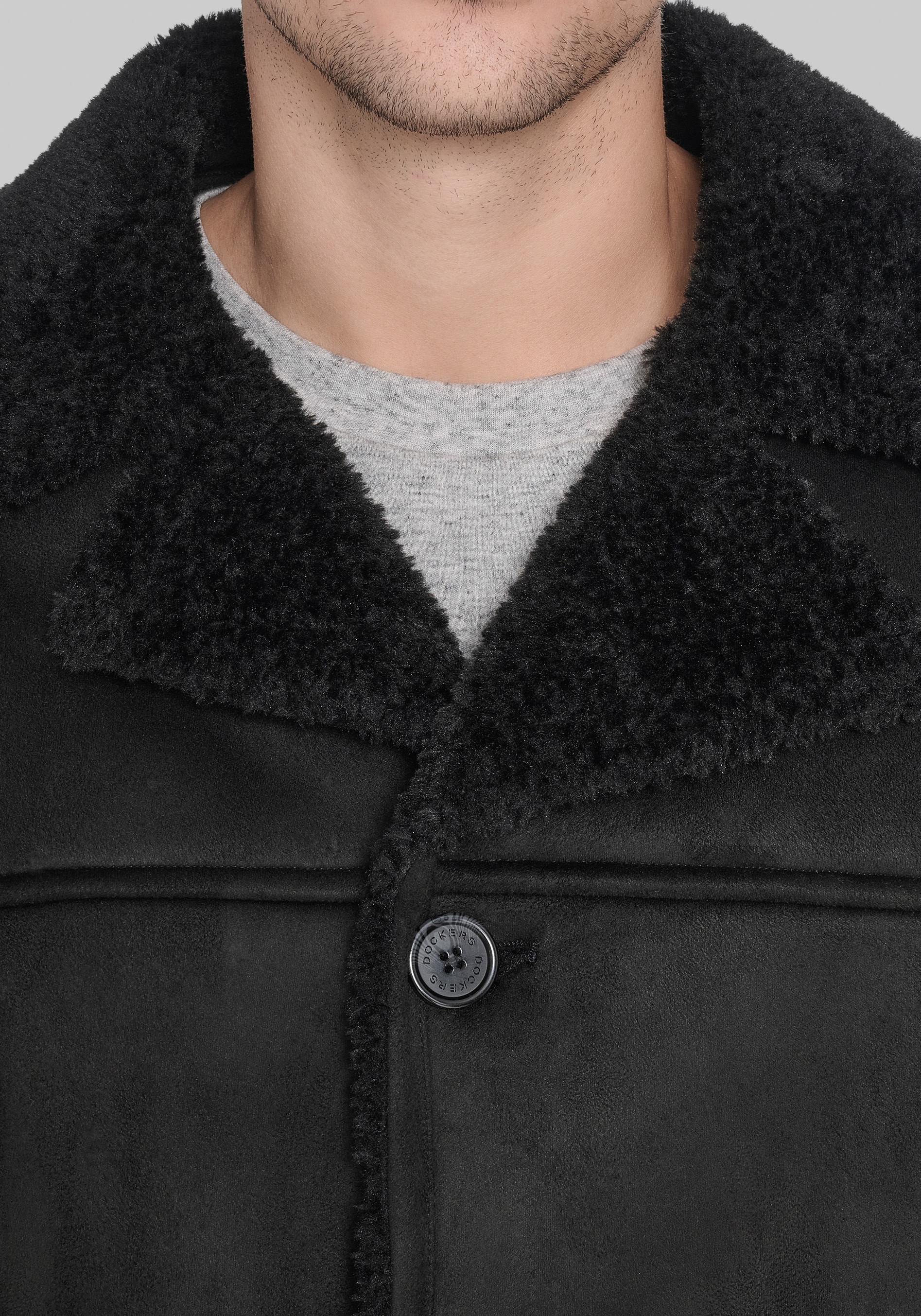 Dockers Traditional Single-Breasted Faux Shearling Coat