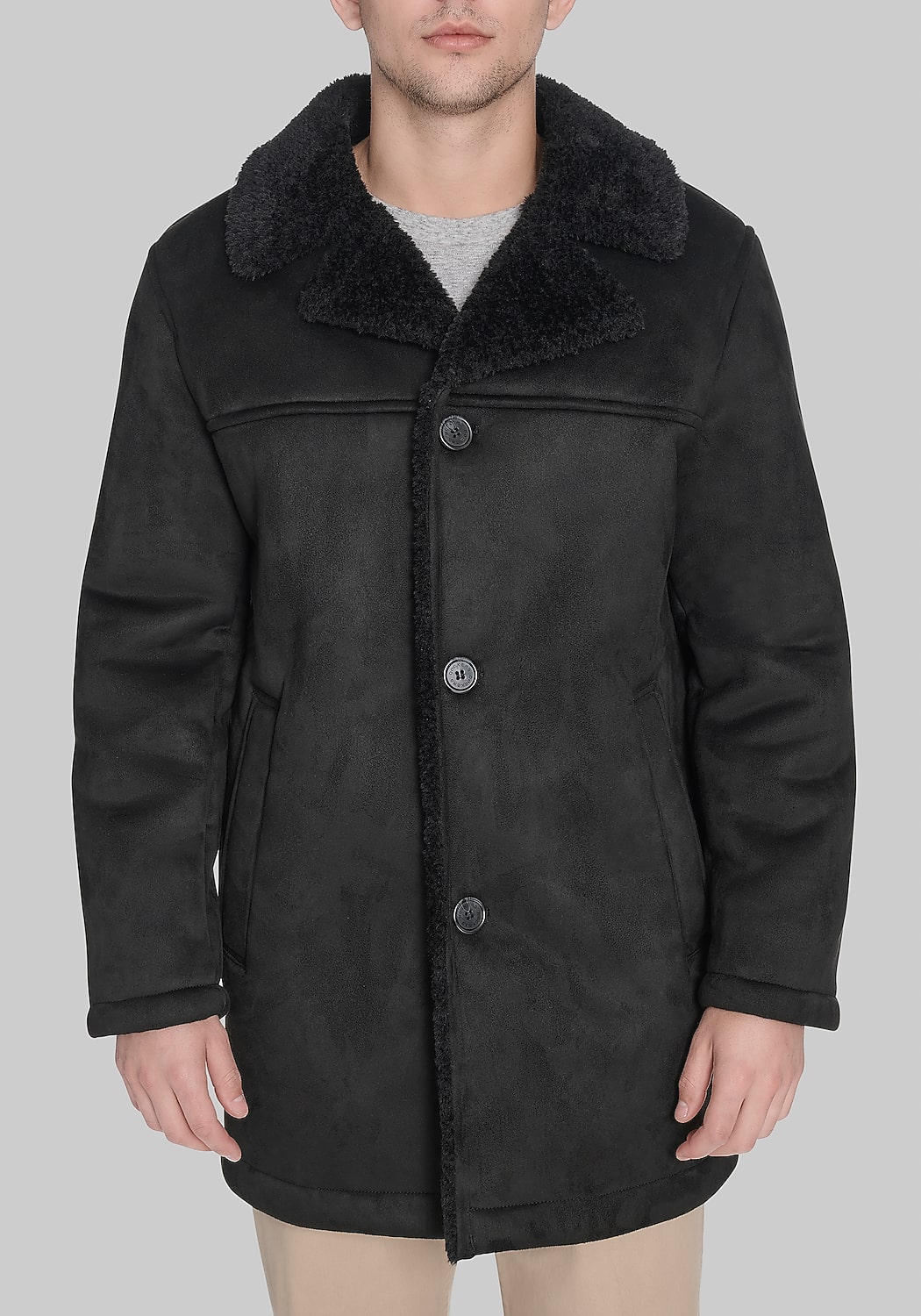 Dockers Traditional Single-Breasted Faux Shearling Coat
