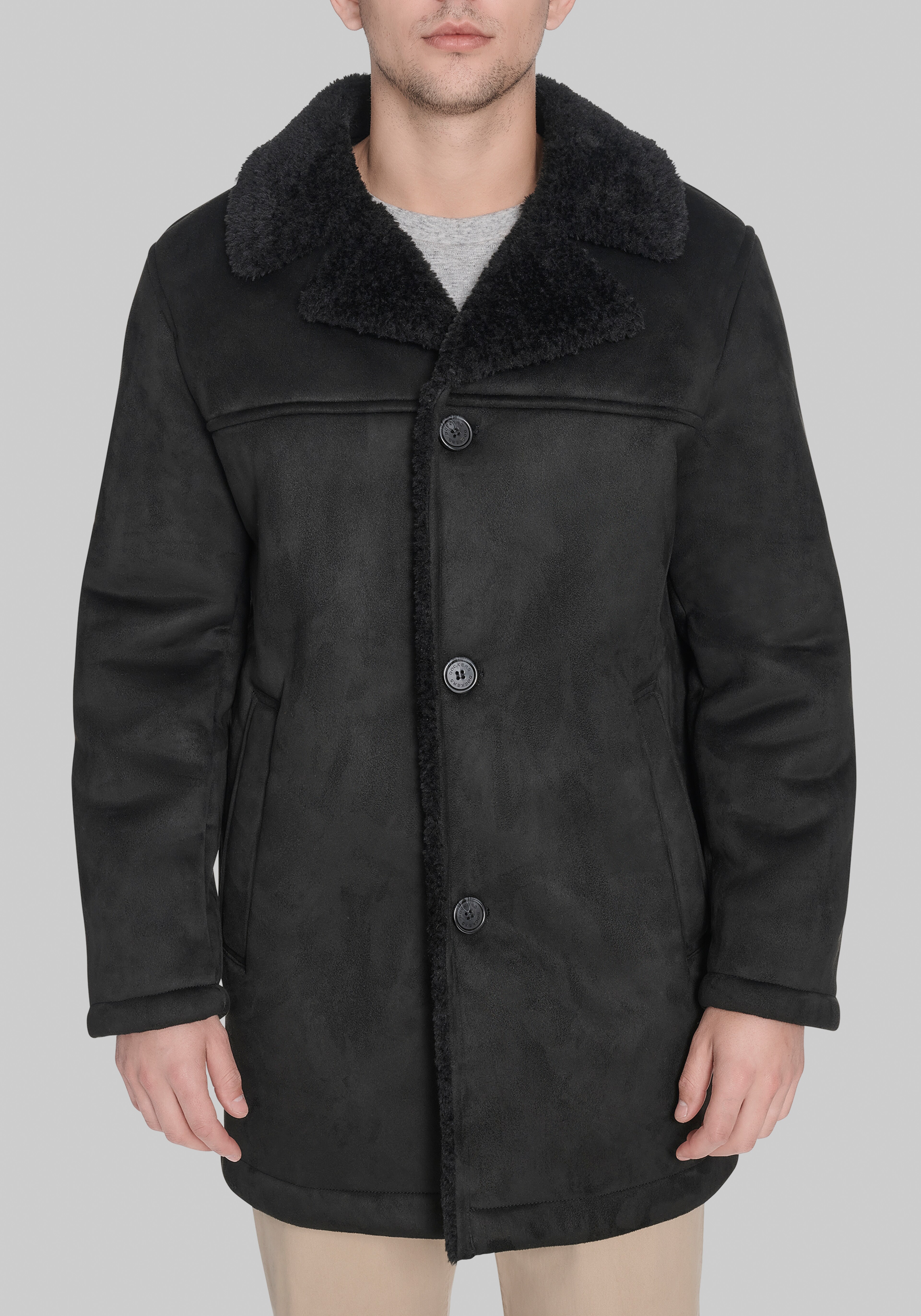 Dockers Traditional Single-Breasted Faux Shearling Coat
