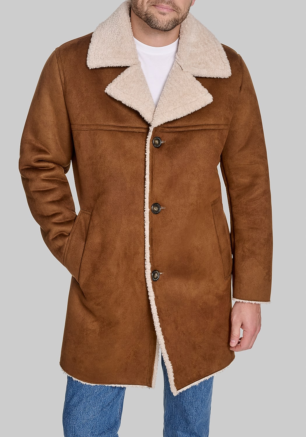 Dockers Traditional Single-Breasted Faux Shearling Coat