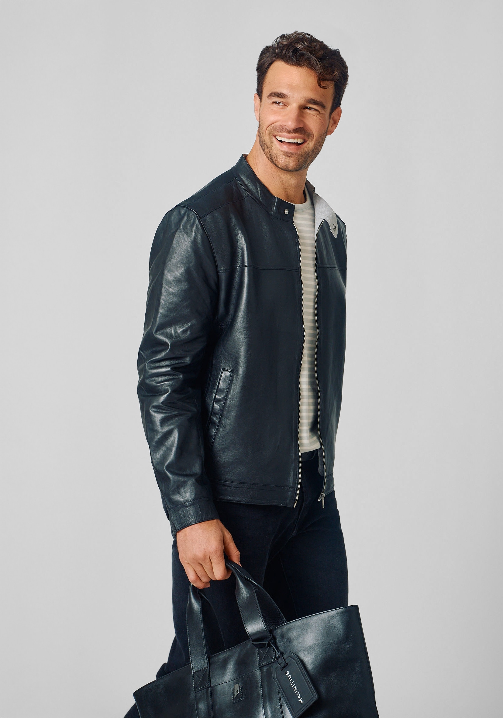 Mauritius Traditional Fit Lightweight Bonded Leather Jacket