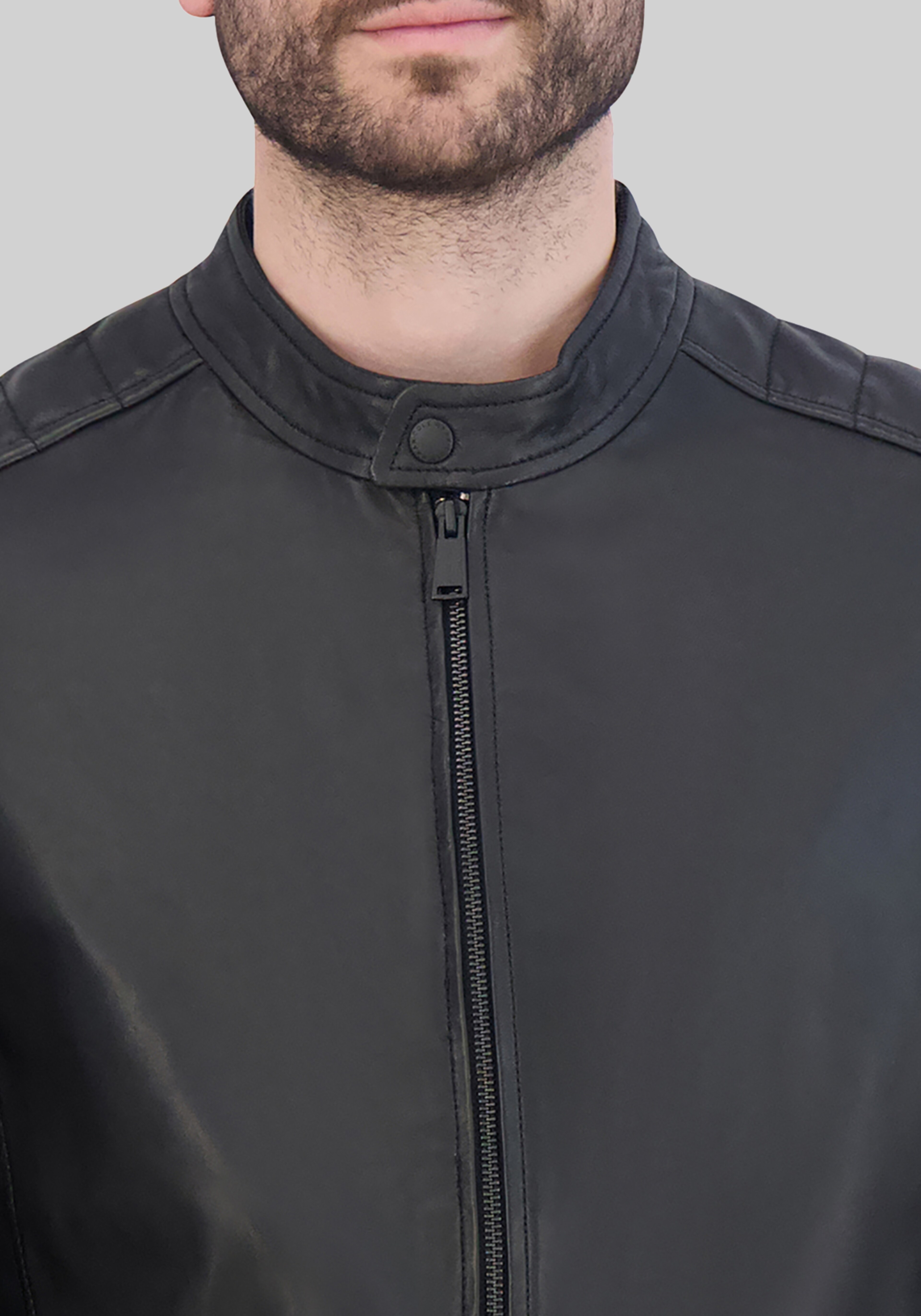 Cole Haan Traditional Fit Washed Lamb Leather Jacket