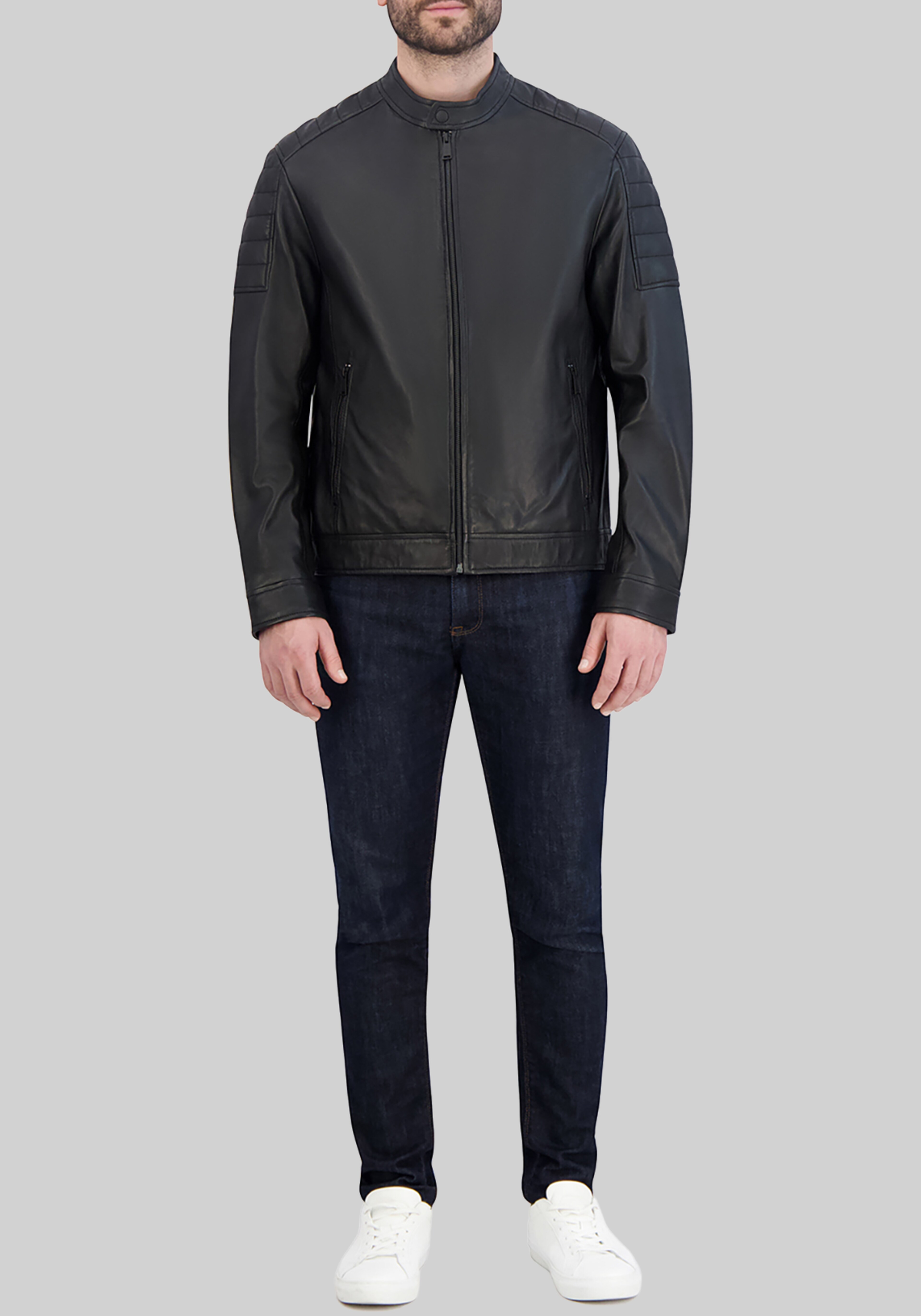 Cole Haan Traditional Fit Washed Lamb Leather Jacket