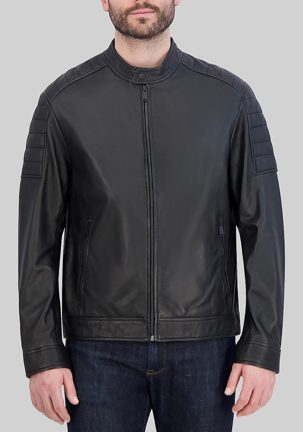 Cole Haan Traditional Fit Washed Lamb Leather Jacket