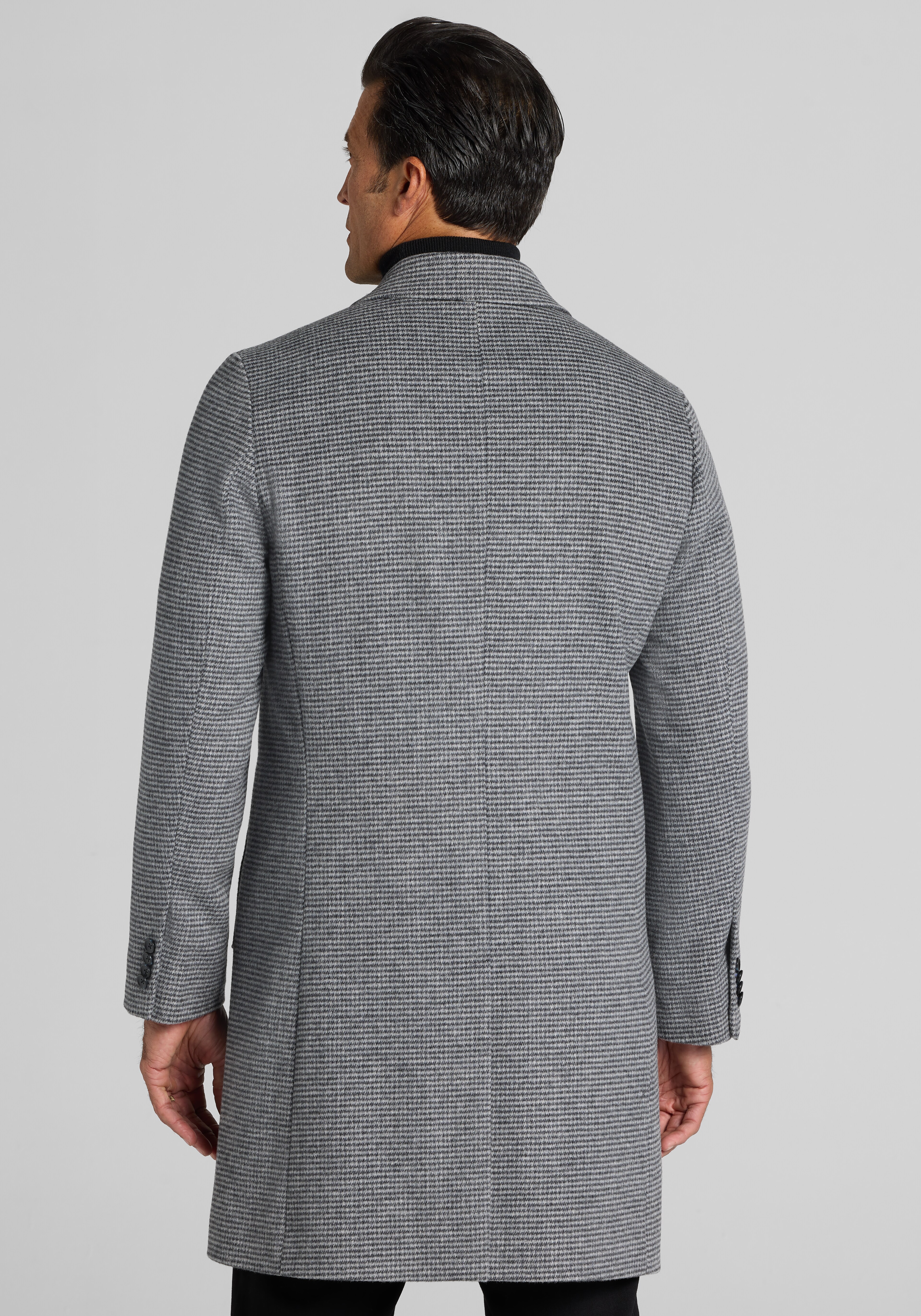 Reserve Traditional Fit Houndstooth Wool-Cashmere Blend Topcoat