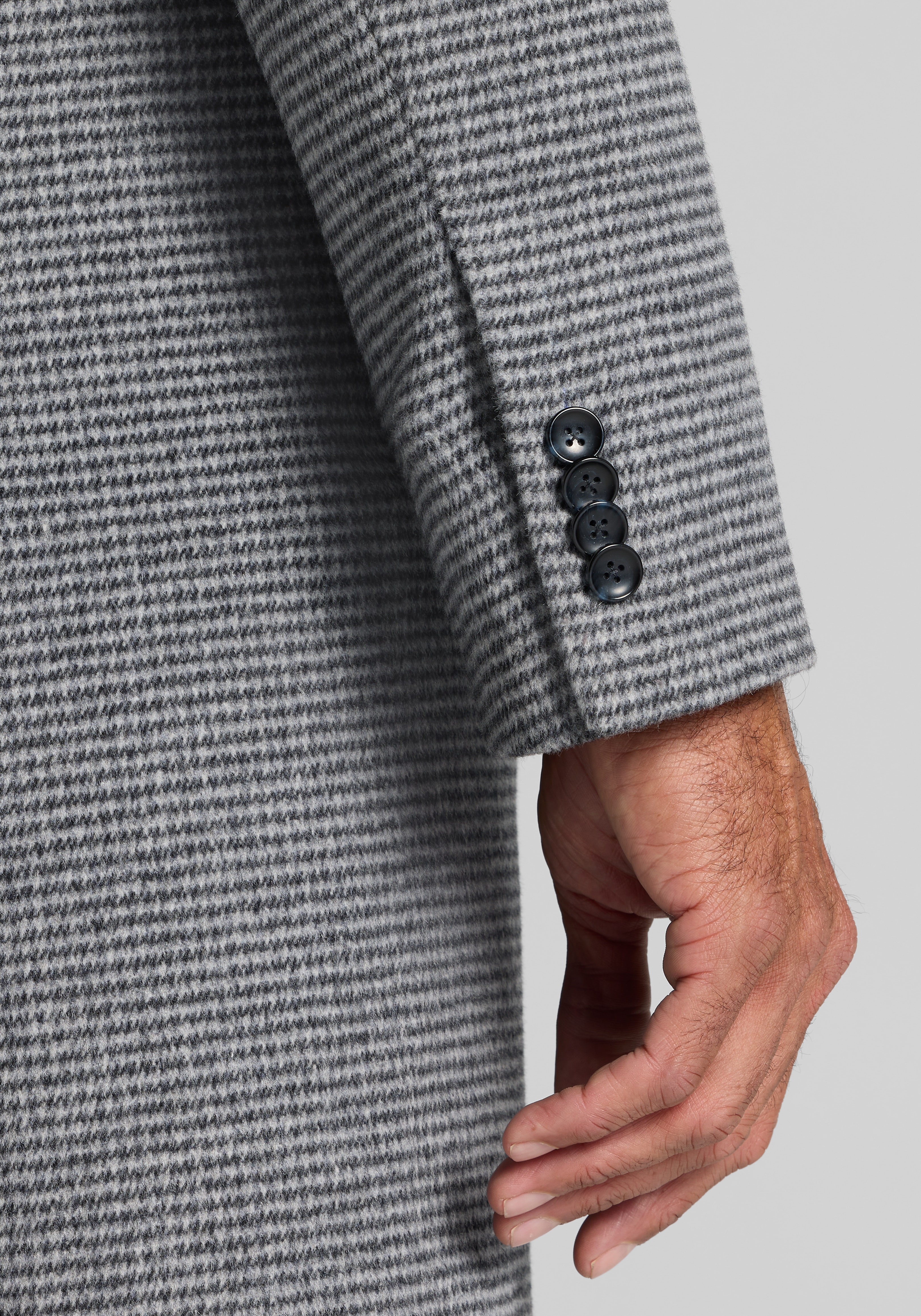 Reserve Collection Traditional Fit Houndstooth Wool-Cashmere Blend Topcoat