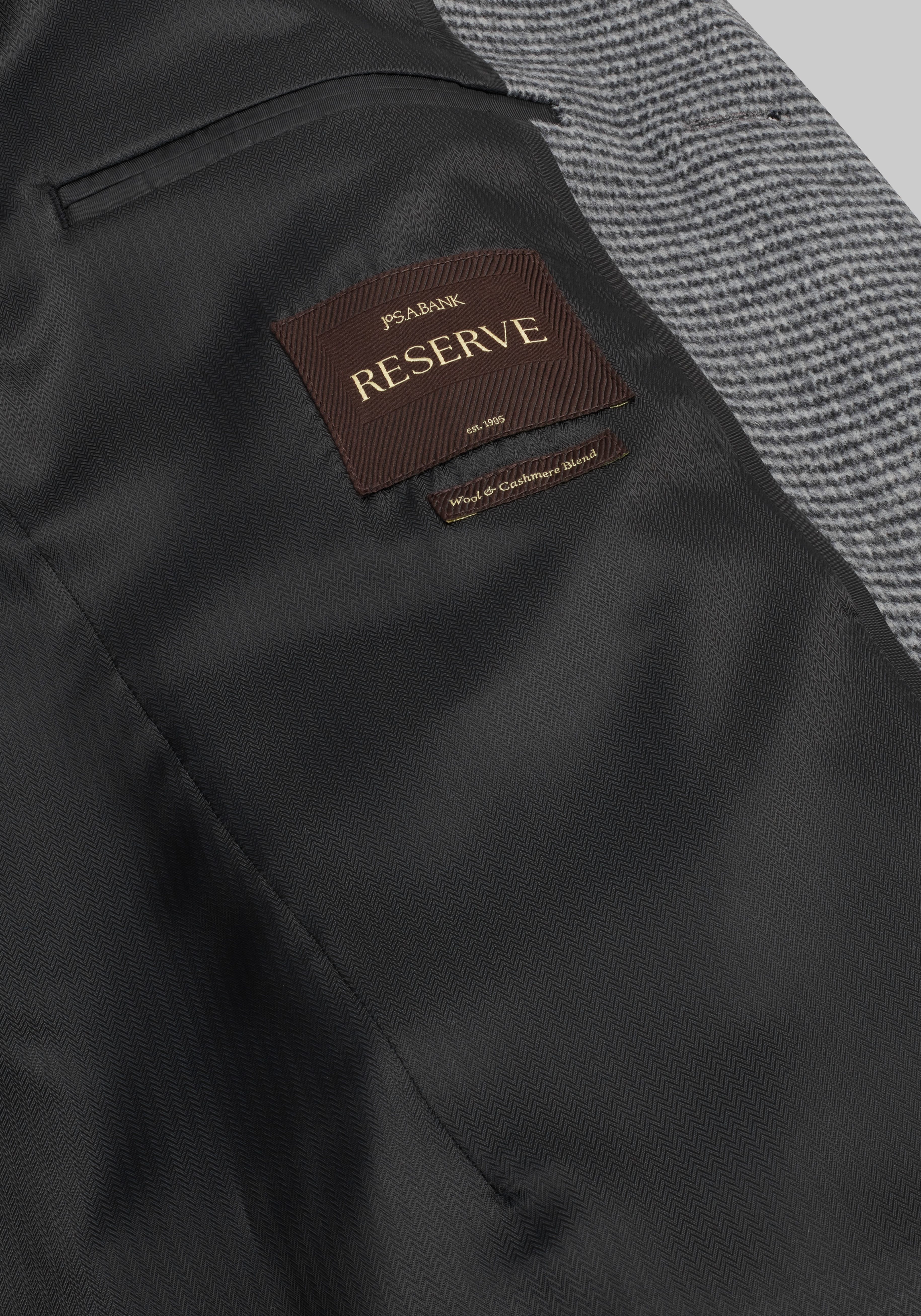 Reserve Collection Traditional Fit Houndstooth Wool-Cashmere Blend Topcoat