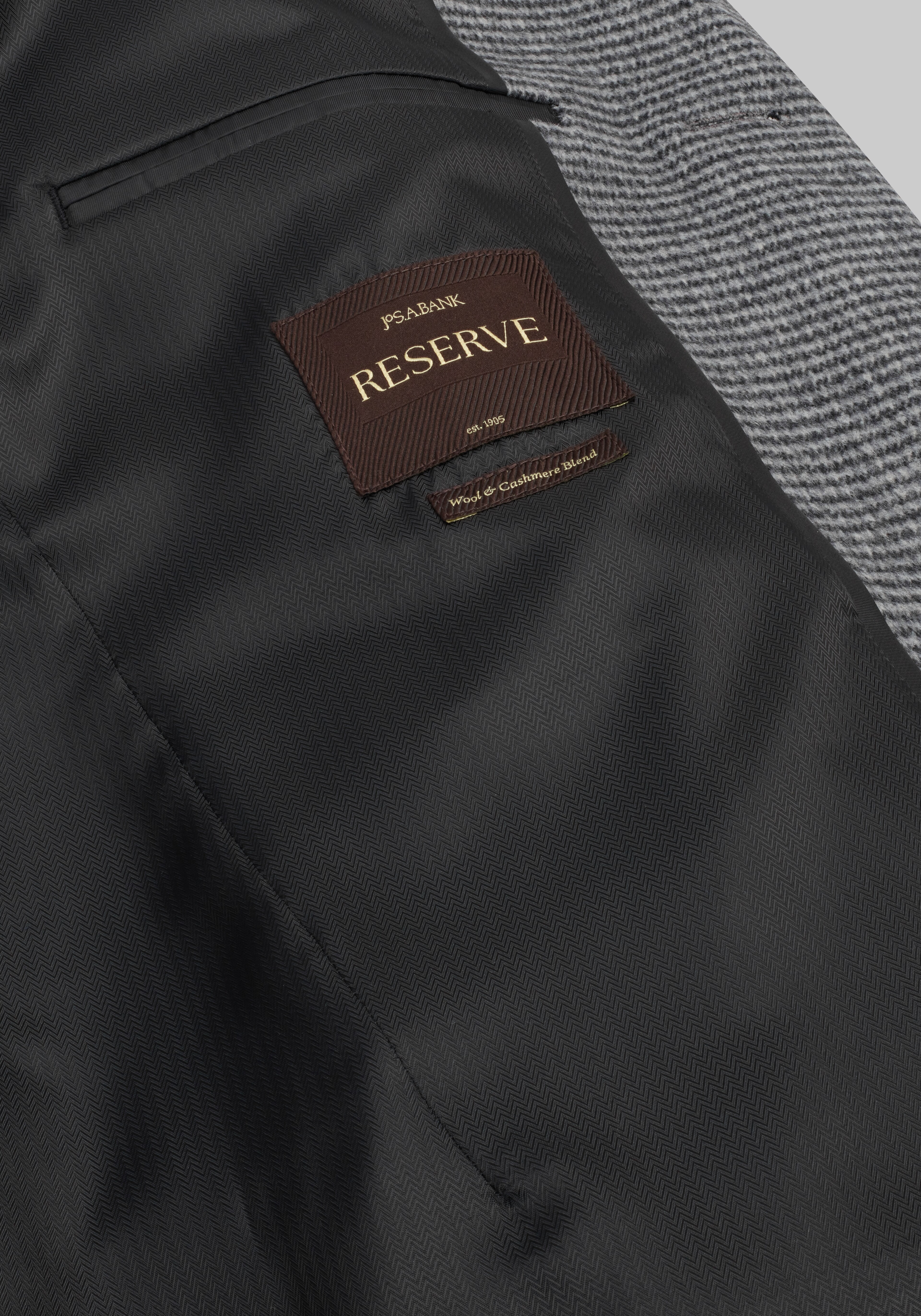 Reserve Traditional Fit Houndstooth Wool-Cashmere Blend Topcoat