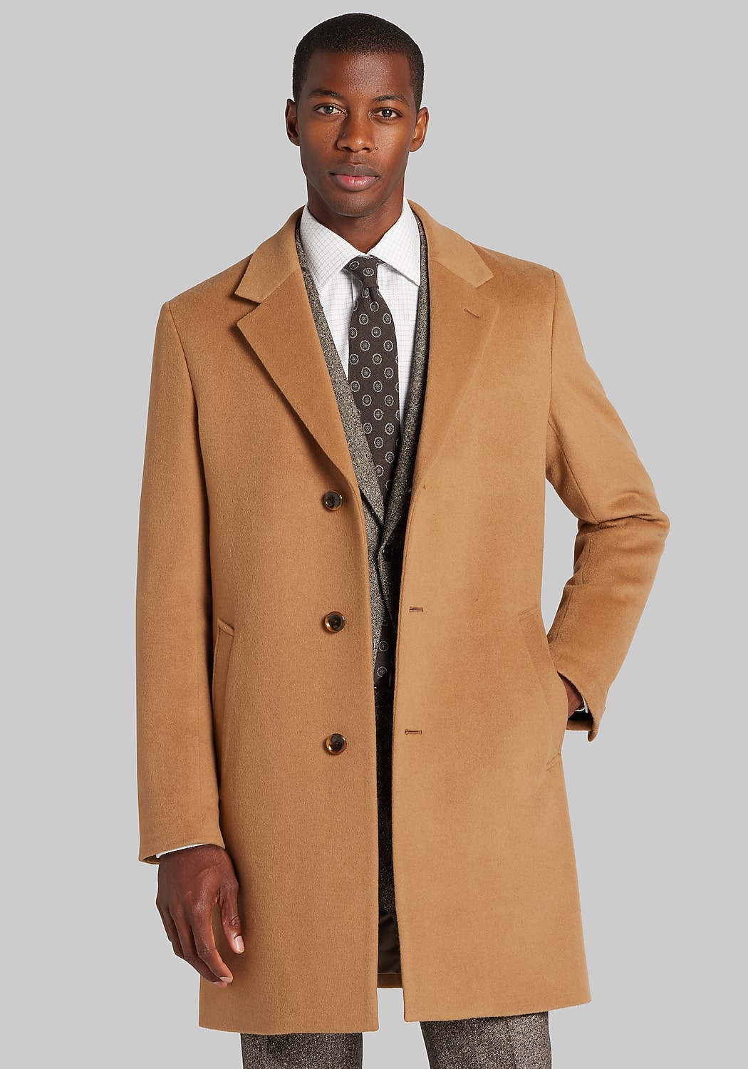 Reserve Collection Traditional Fit Wool Blend Camel Coat