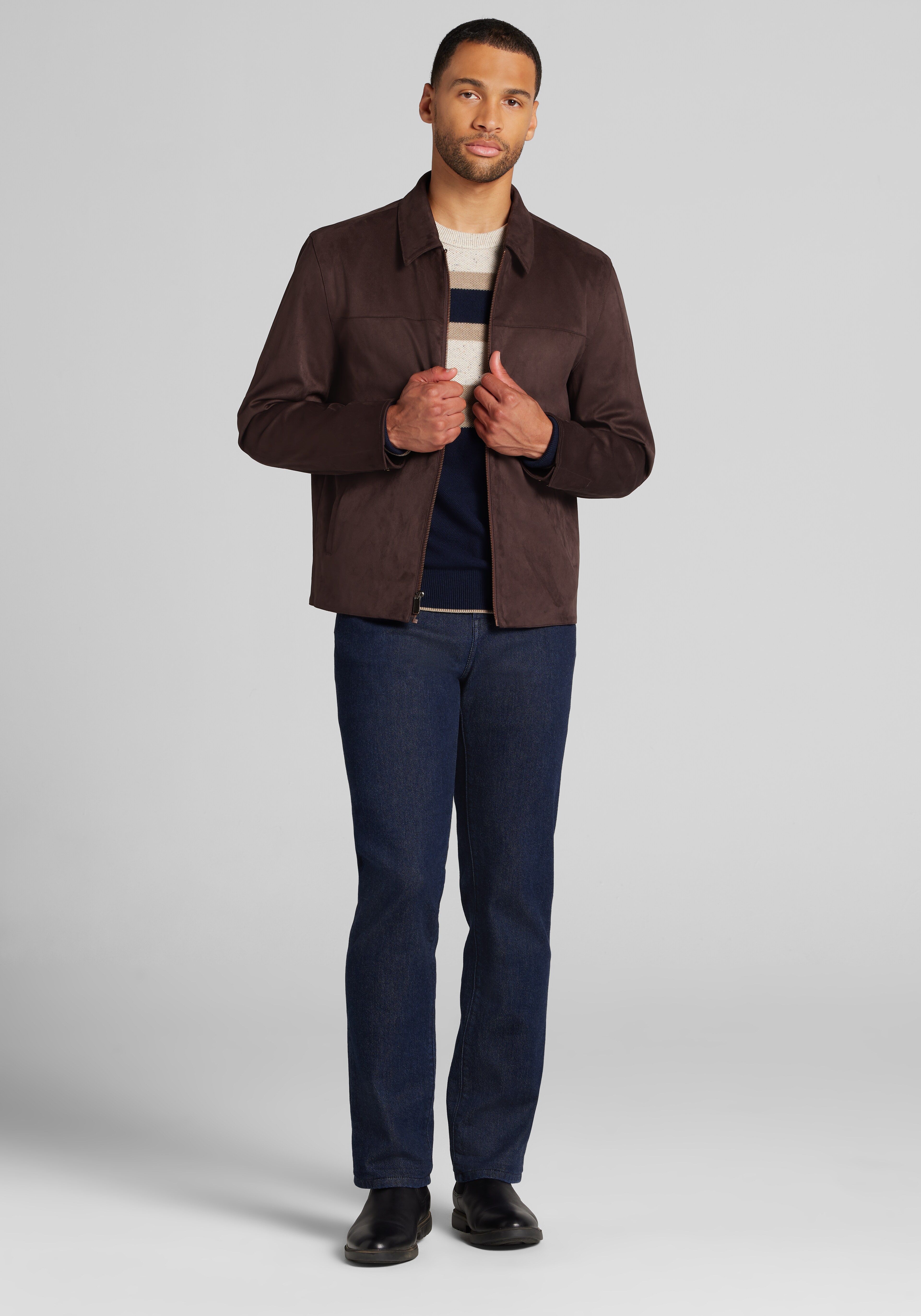 Joseph Abboud Tailored Fit Boxy Faux Suede Jacket