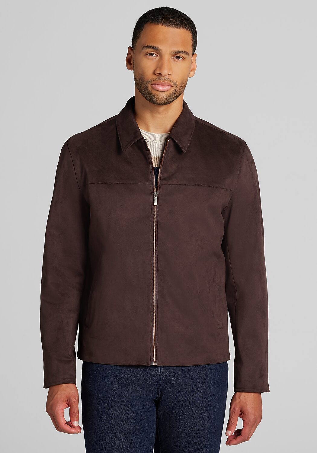 Joseph Abboud Tailored Fit Boxy Faux Suede Jacket