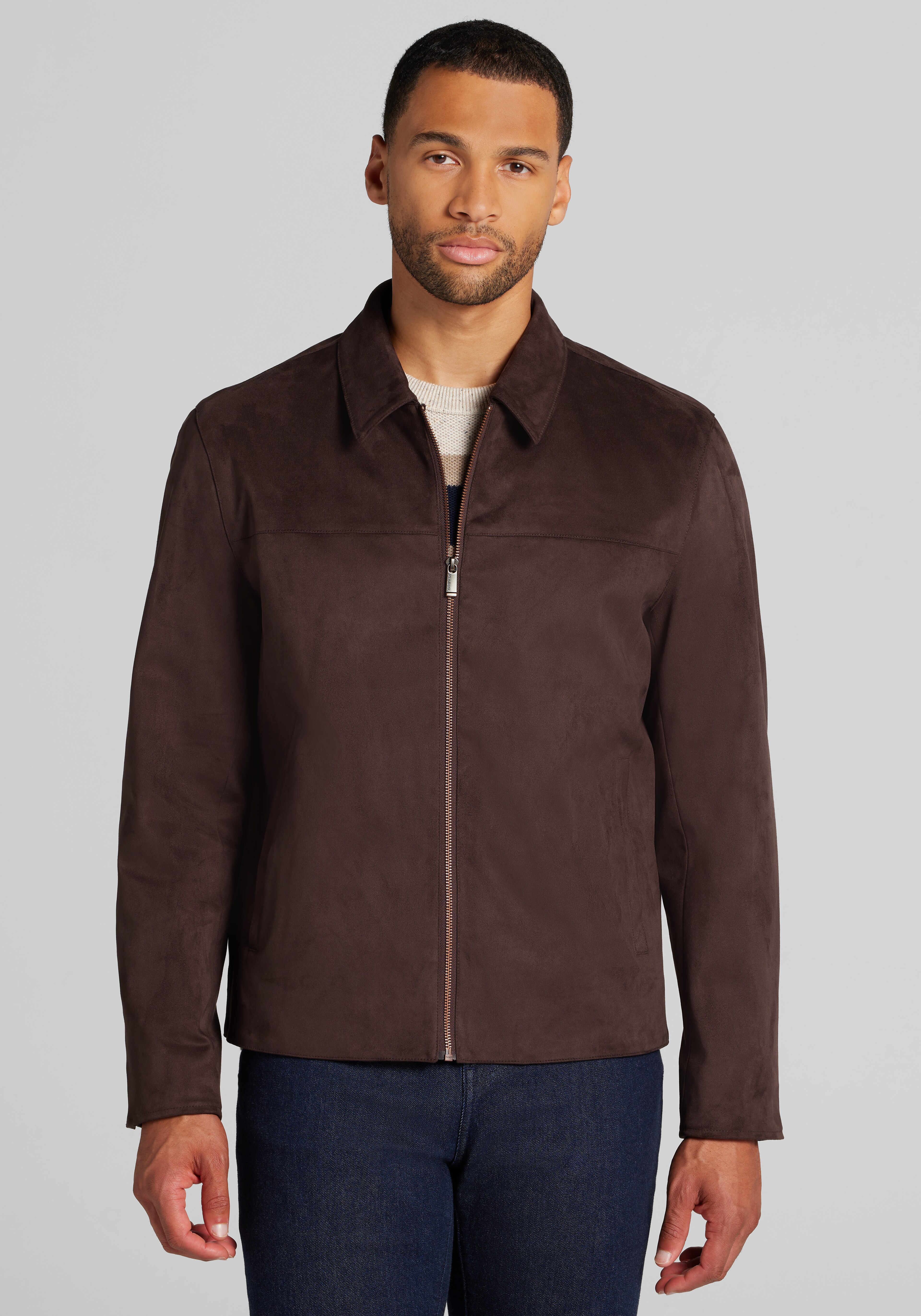 Joseph Abboud Tailored Fit Boxy Faux Suede Jacket