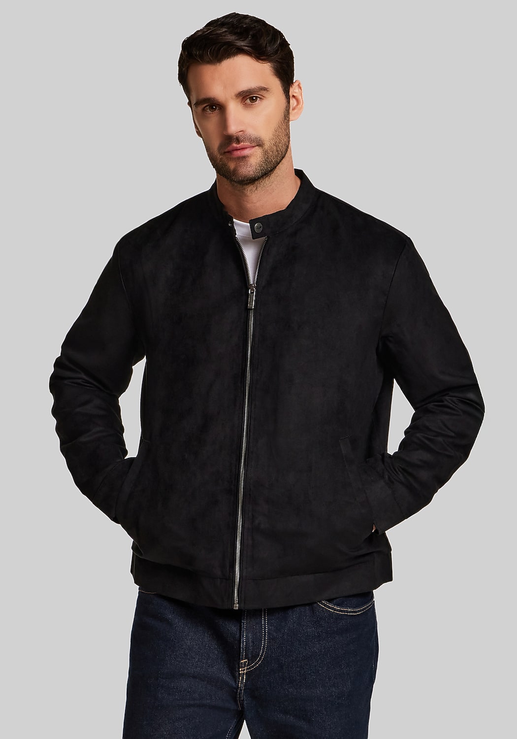Weatherproof Tailored Fit Microsuede Moto Jacket