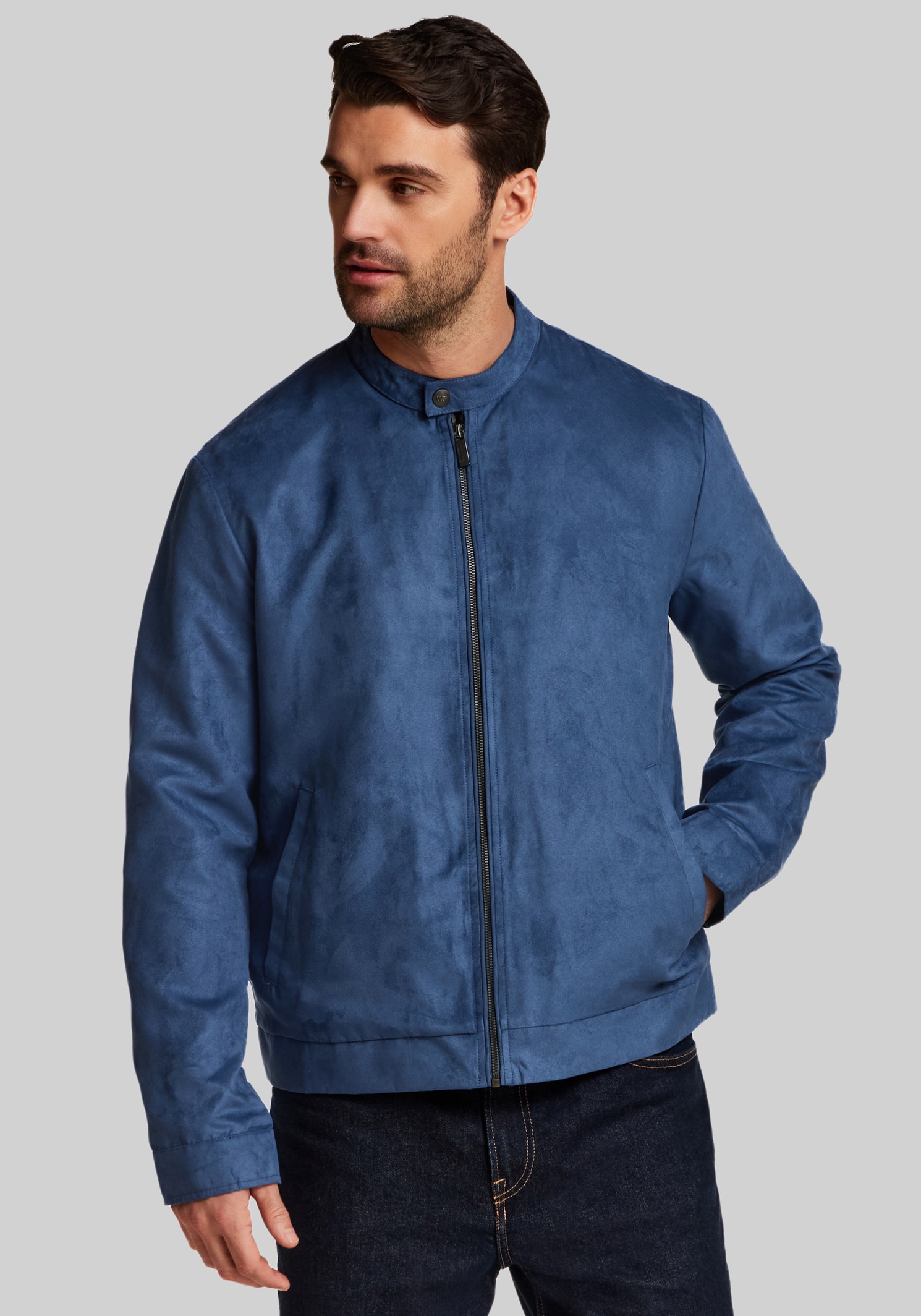 Men's New!, Weatherproof Vintage Tailored Fit Microsuede Moto Jacket - Jos A Bank