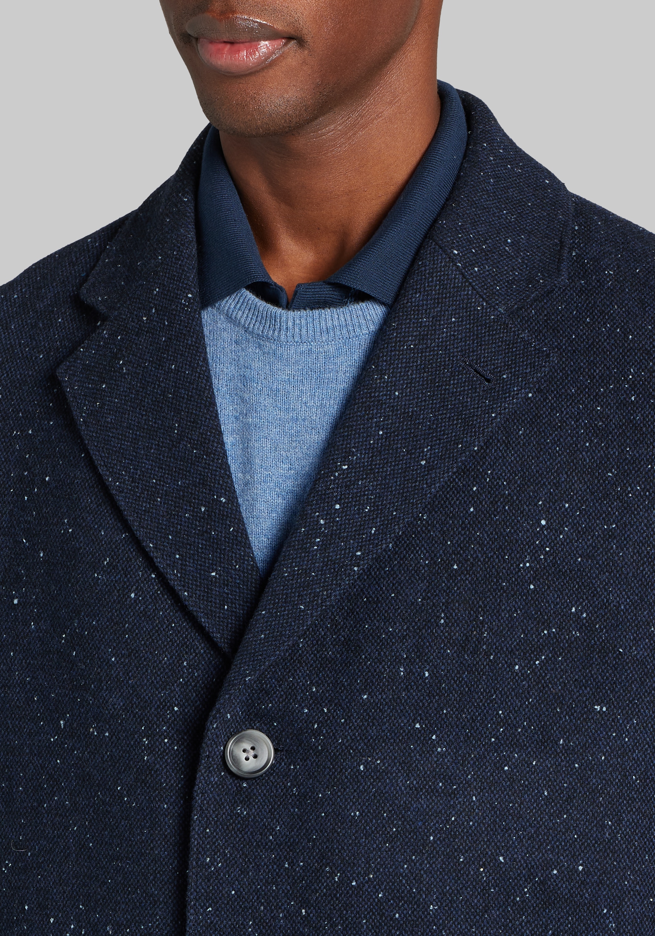 Jos. A. Bank Tailored Fit Donegal Single-Breasted Topcoat