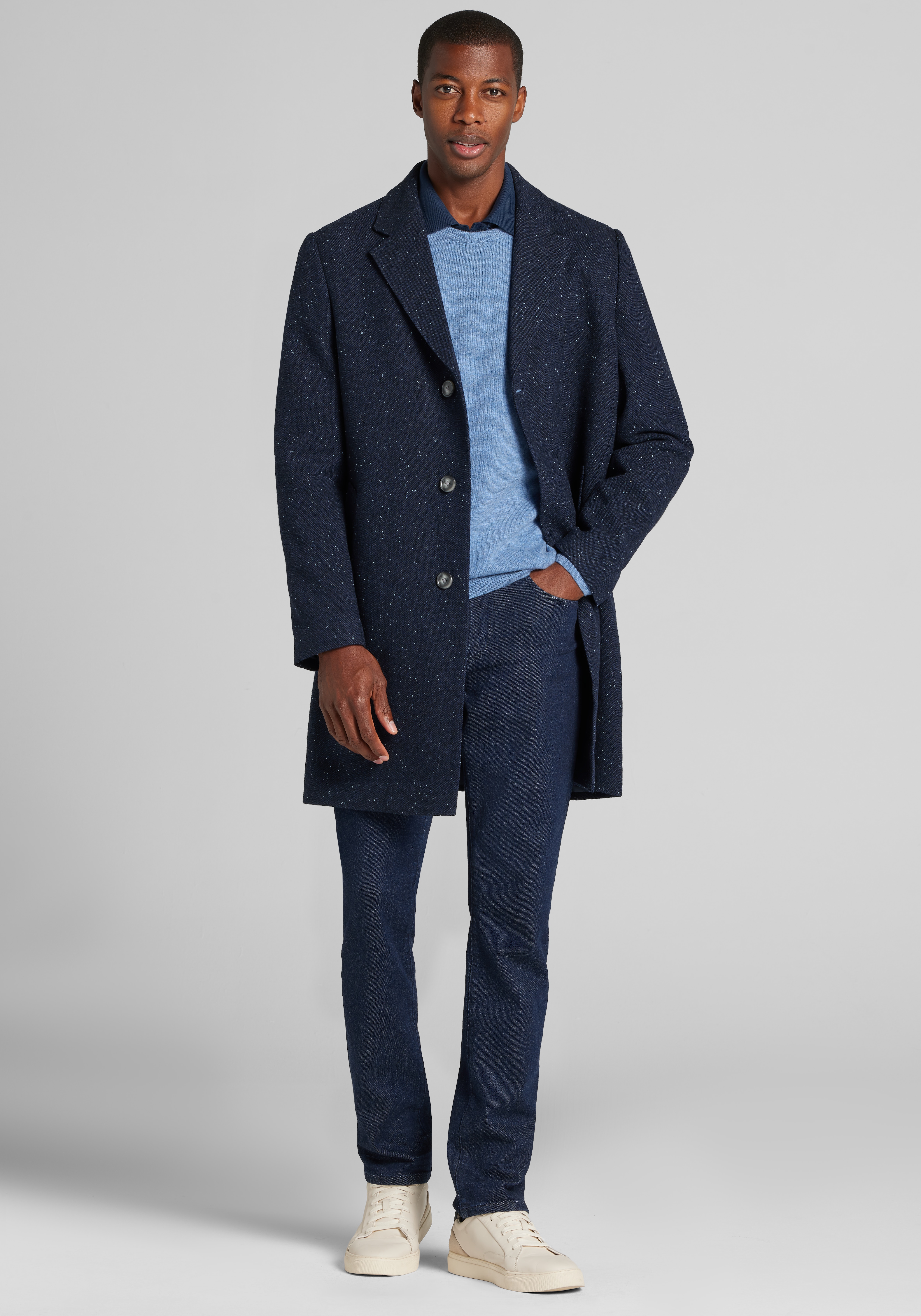 Jos. A. Bank Tailored Fit Donegal Single-Breasted Topcoat