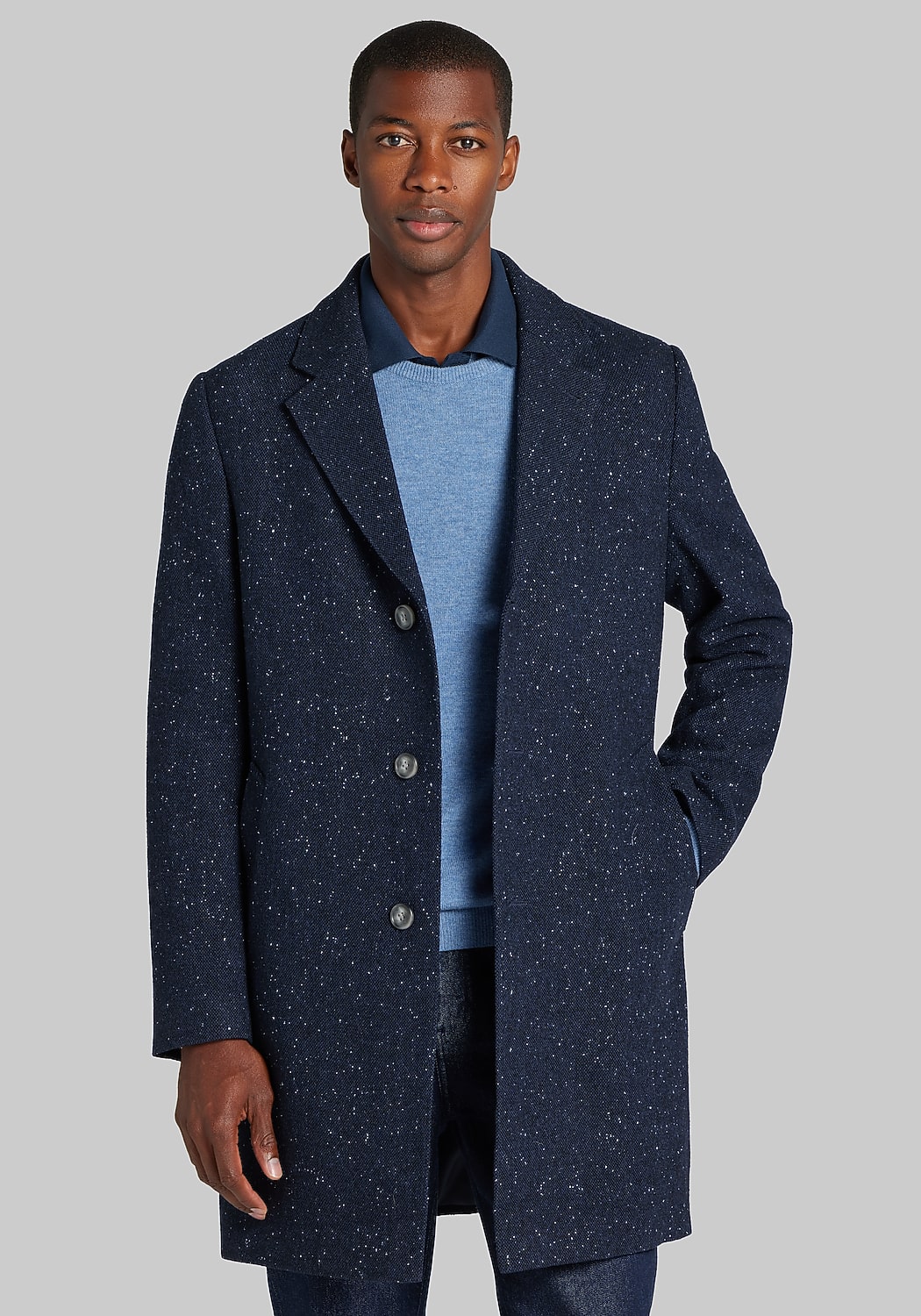 Jos. A. Bank Tailored Fit Donegal Single-Breasted Topcoat