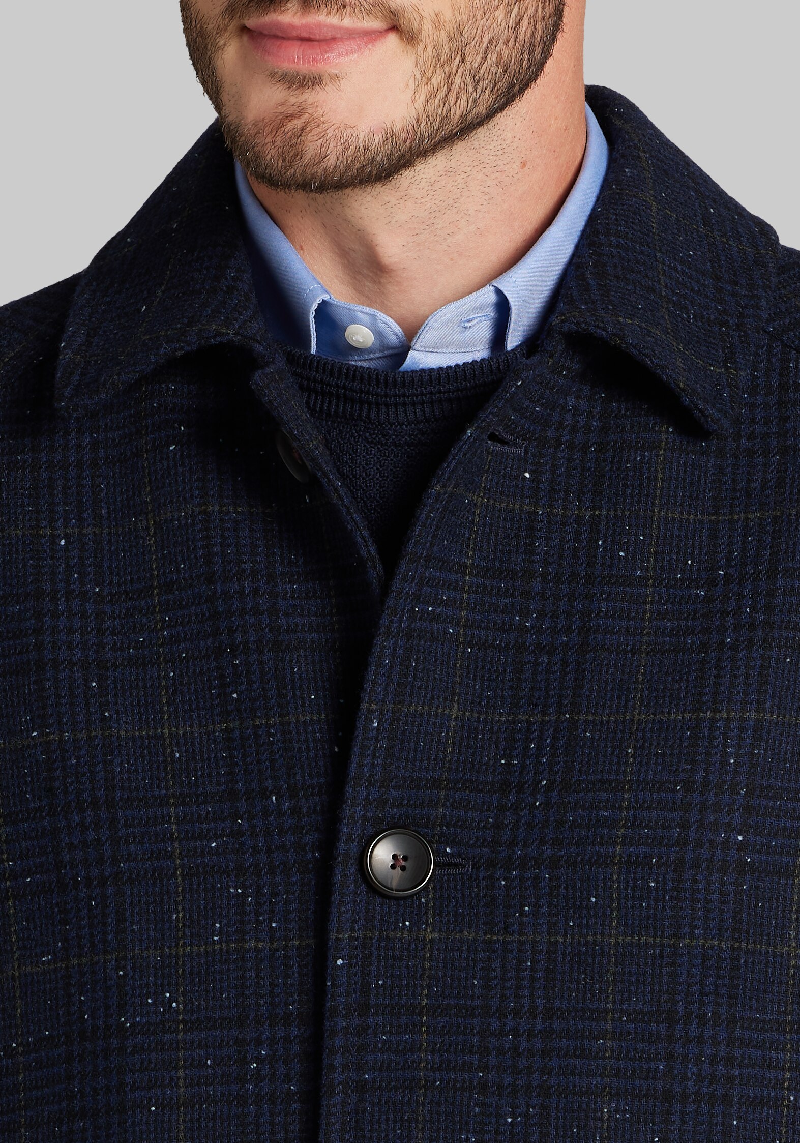 Jos. A. Bank Tailored Fit Raglan Sleeve Donegal Topcoat