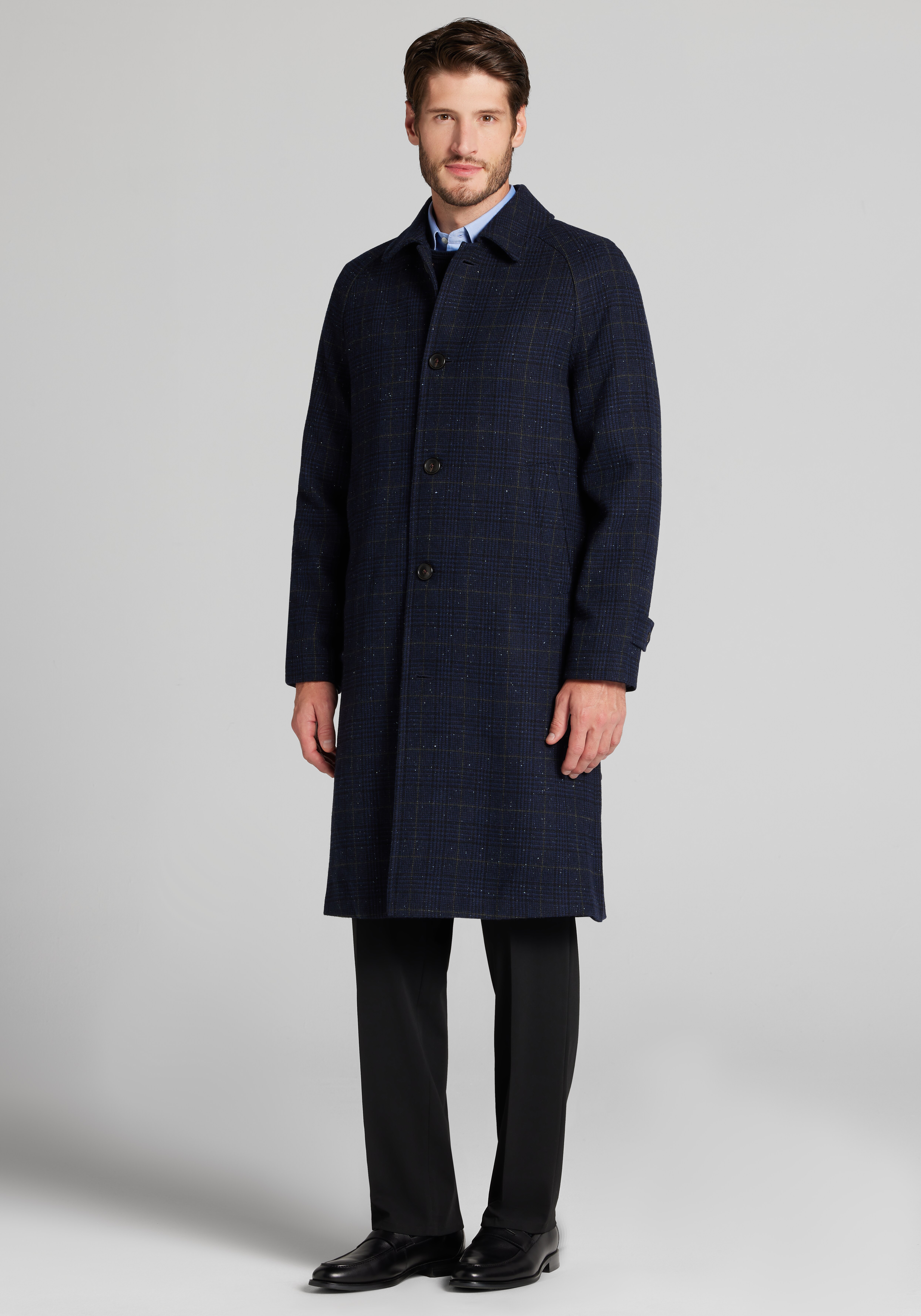 Men's New!, Jos. A. Bank Tailored Fit Raglan Sleeve Donegal Topcoat - Jos A Bank