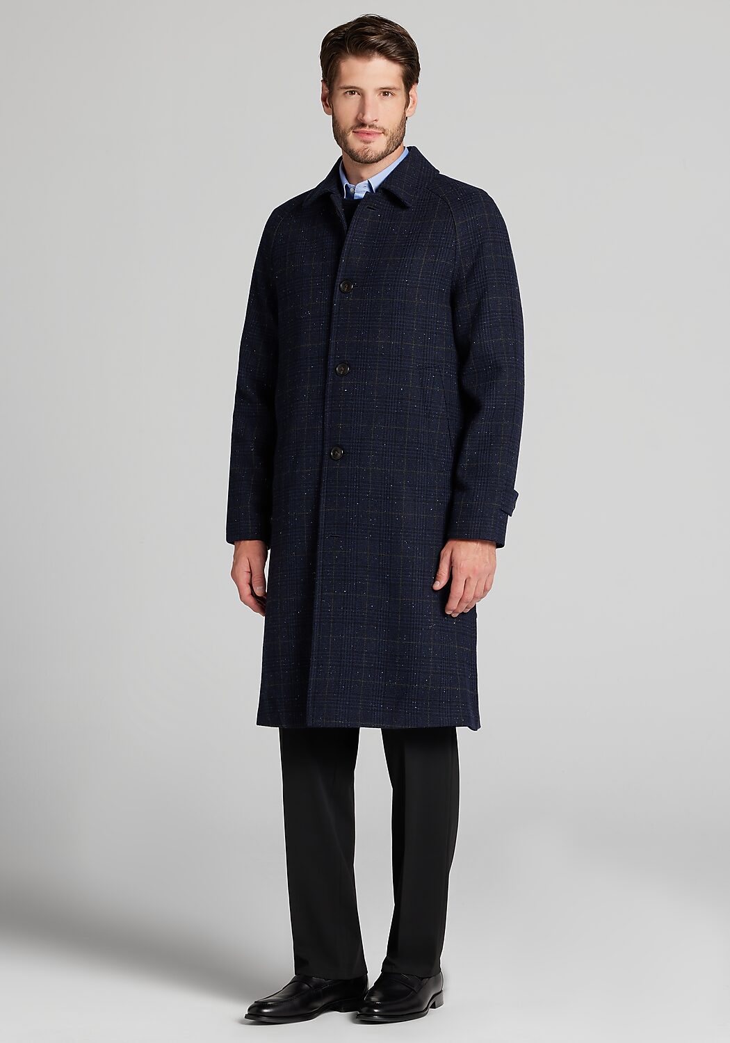Jos. A. Bank Tailored Fit Raglan Sleeve Donegal Topcoat