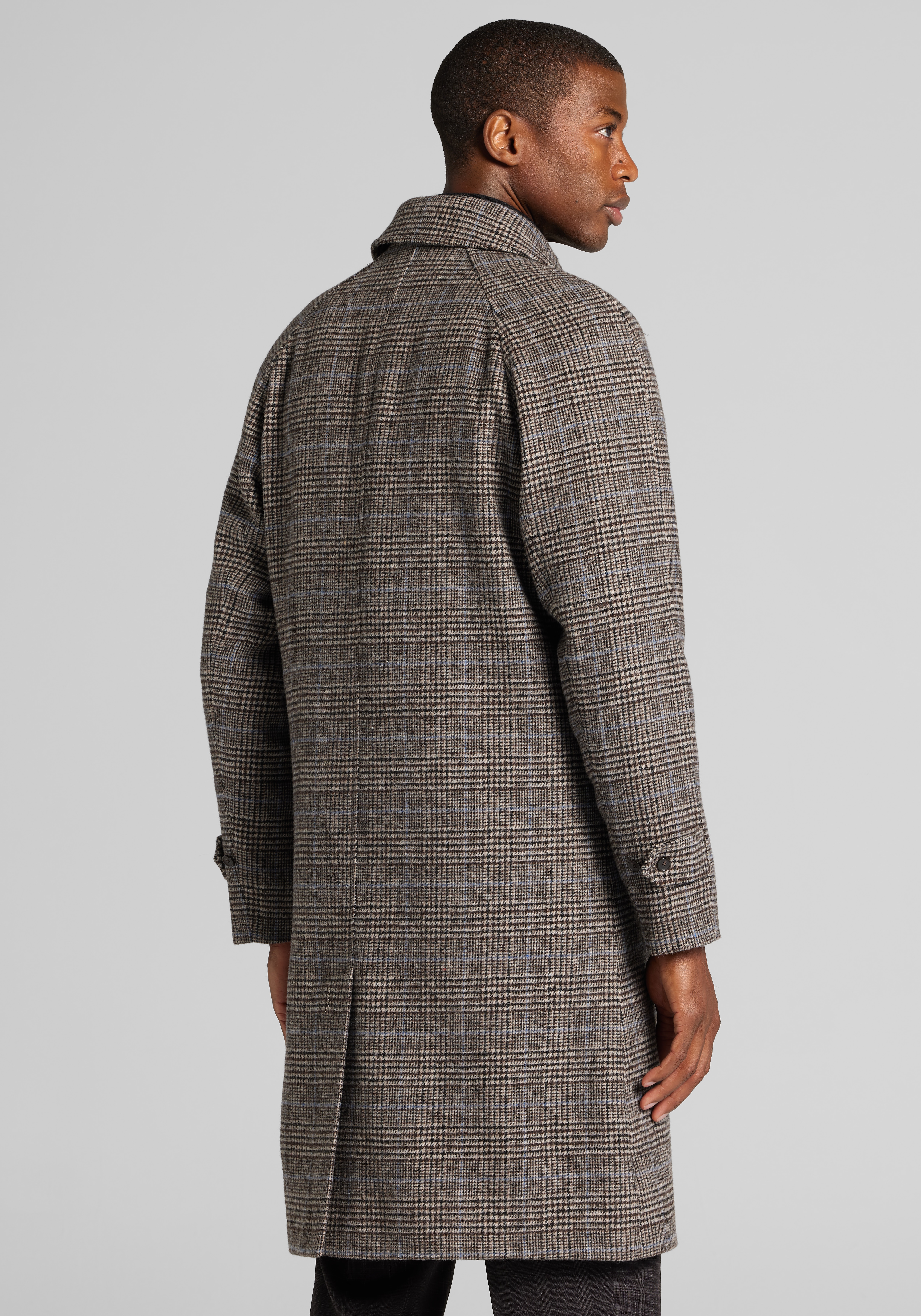Jos. A. Bank Tailored Fit Raglan Sleeve Prince of Wales Topcoat