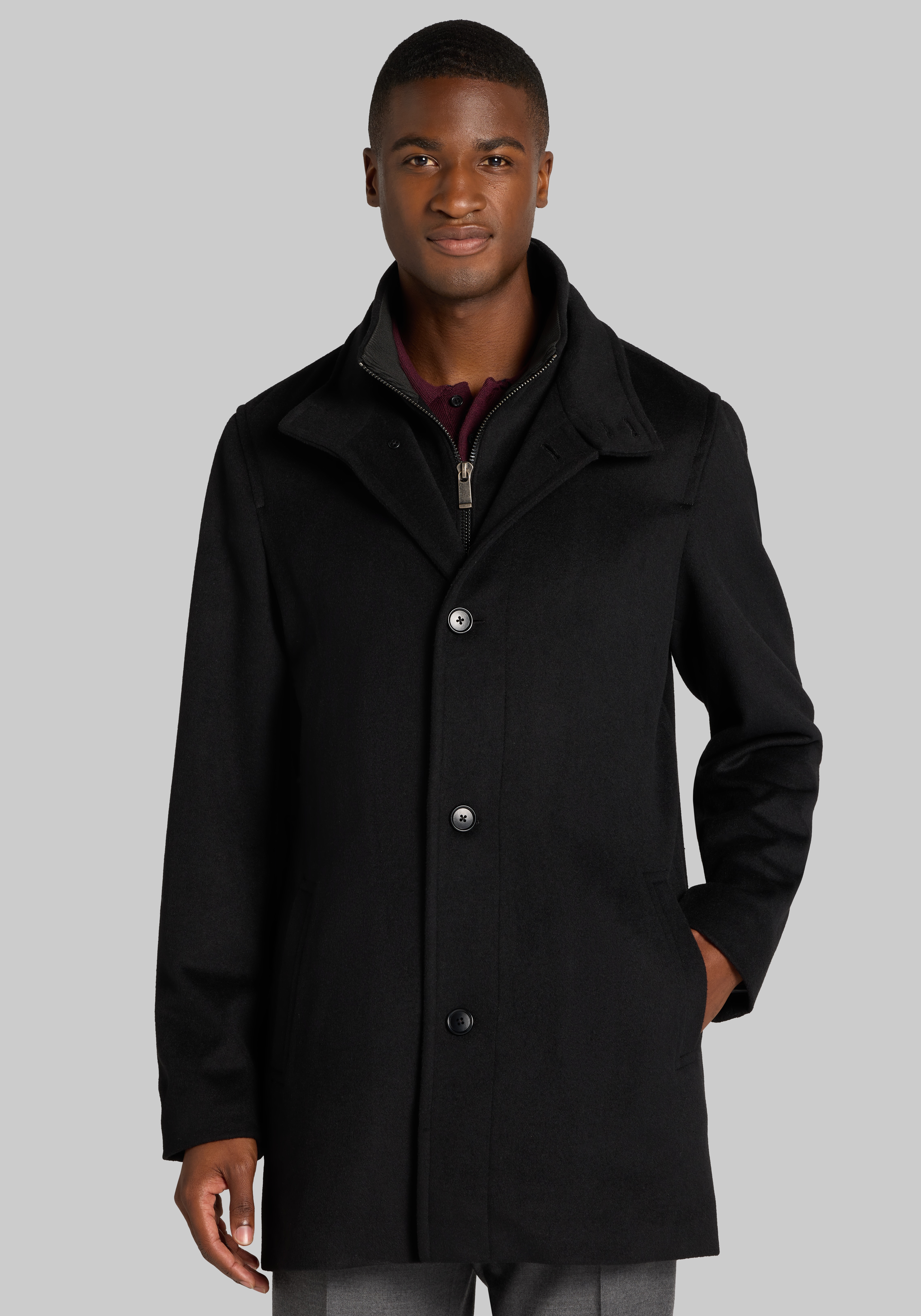 Men's New!, Jos. A. Bank Tailored Fit Solid Wool Melton Car Coat - Jos A Bank