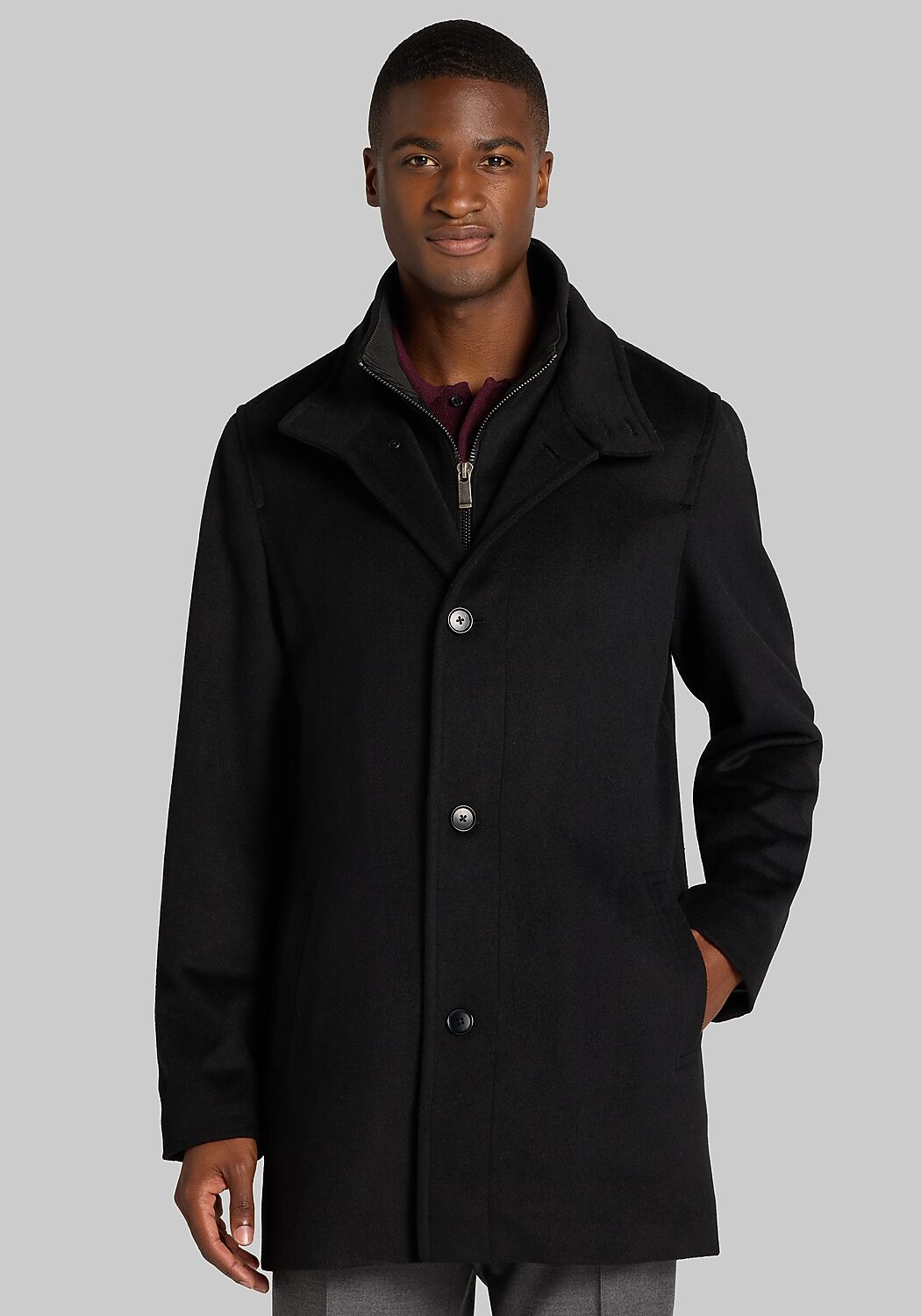 Jos. A. Bank Tailored Fit Solid Wool Melton Car Coat