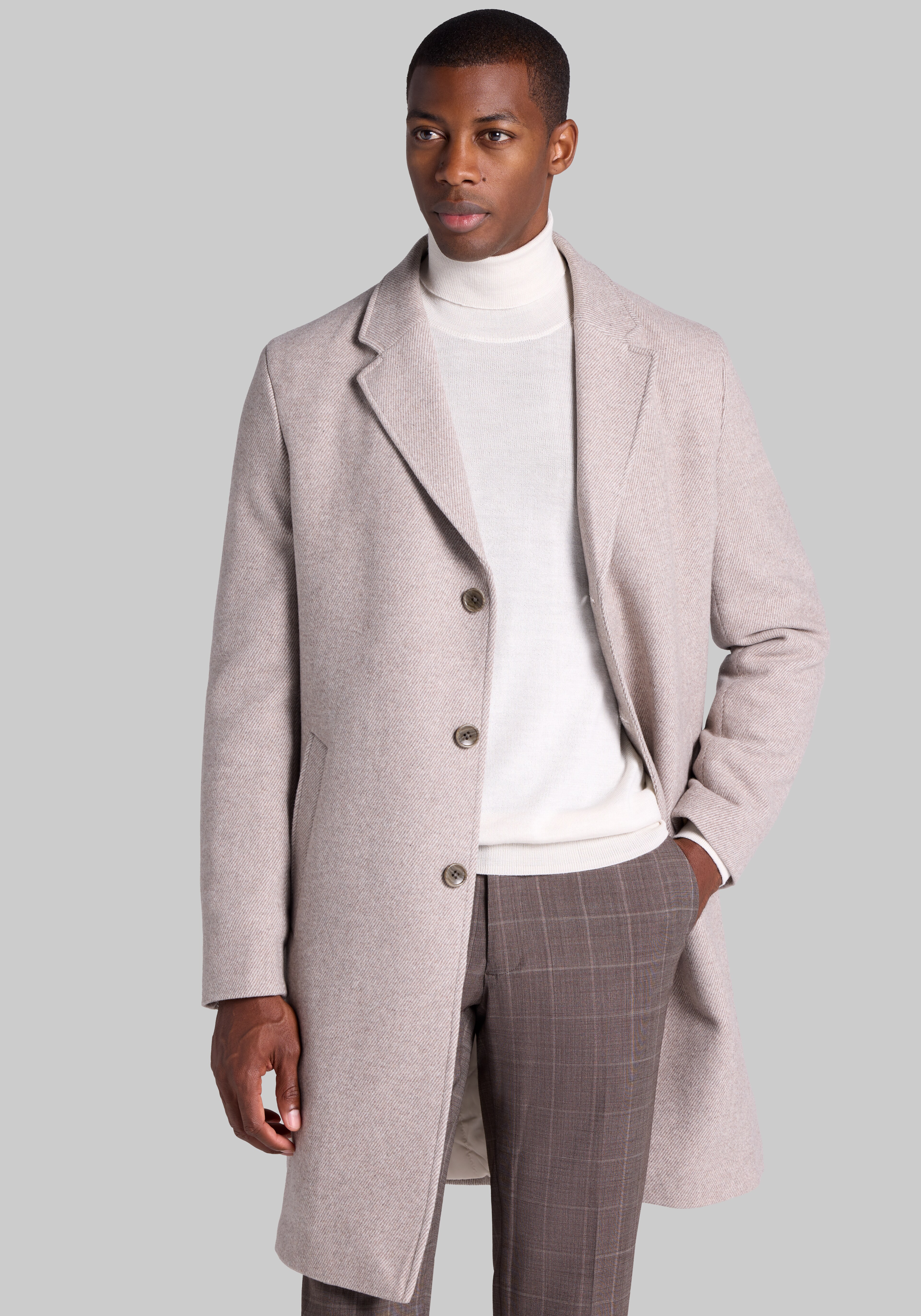 Jos. A. Bank Tailored Fit Twill Topcoat with Bib